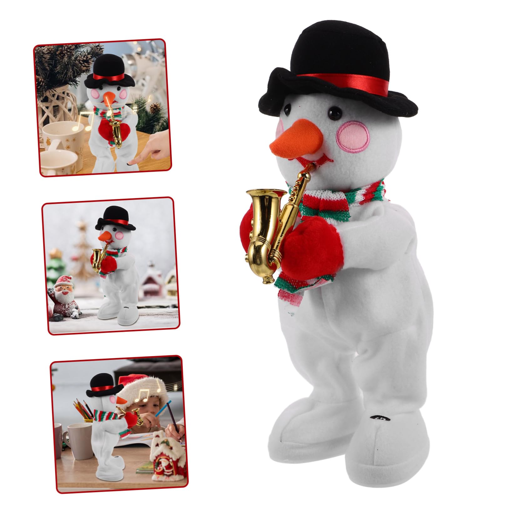 LIOOBO Muñeco de nieve musical eléctrico de peluche con características de canto bailando, decoración navideña para fiestas, no incluye pilas