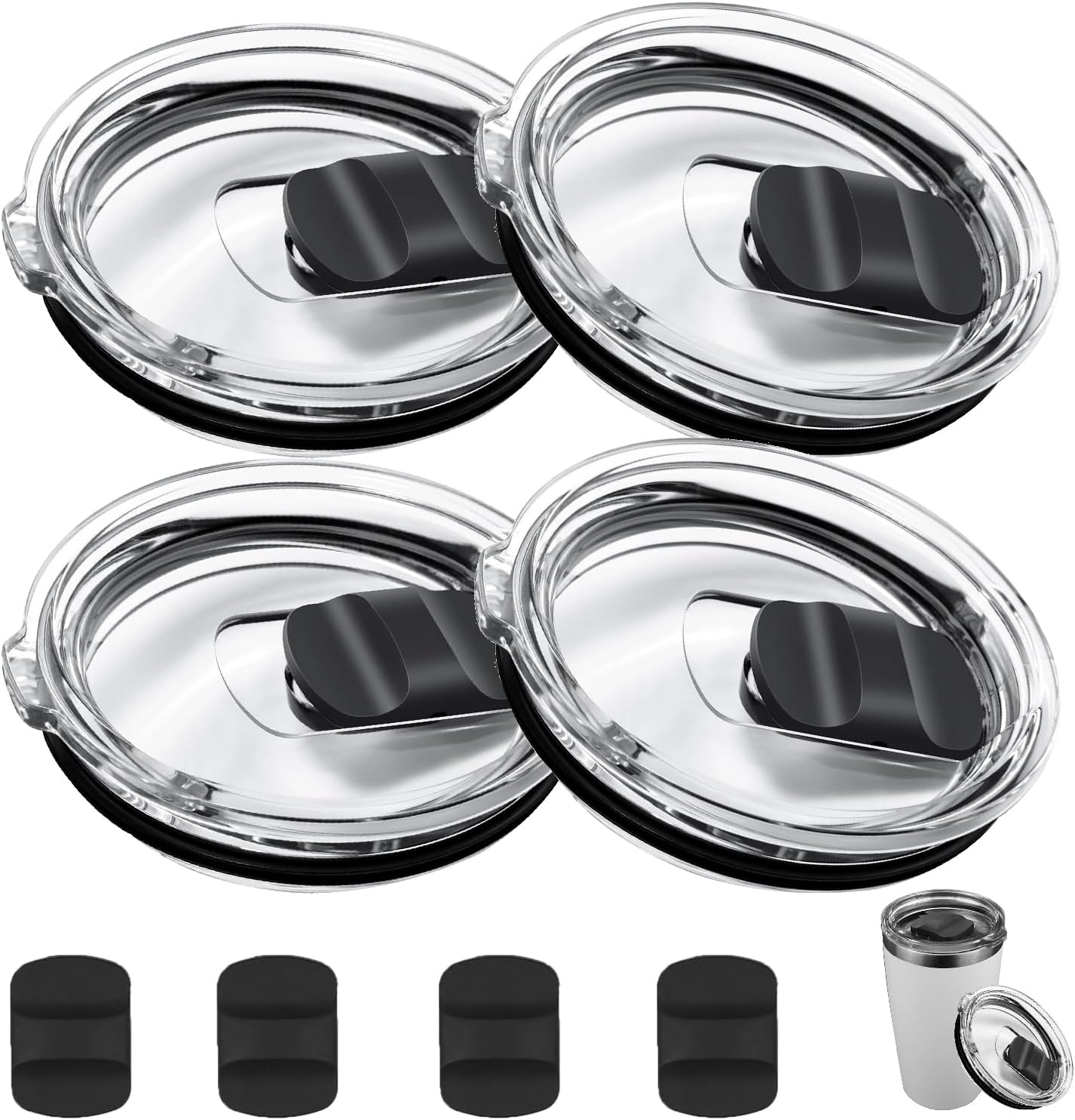 4 Pack 20 oz Replacement Lid for Yeti Lids with 4 Magnetic Slider Replacement,zxbaers yeti replacement lids, Tumbler Lid Compatible for 20 oz Yeti Rambler, Ozark Trail, Old Style Rtic