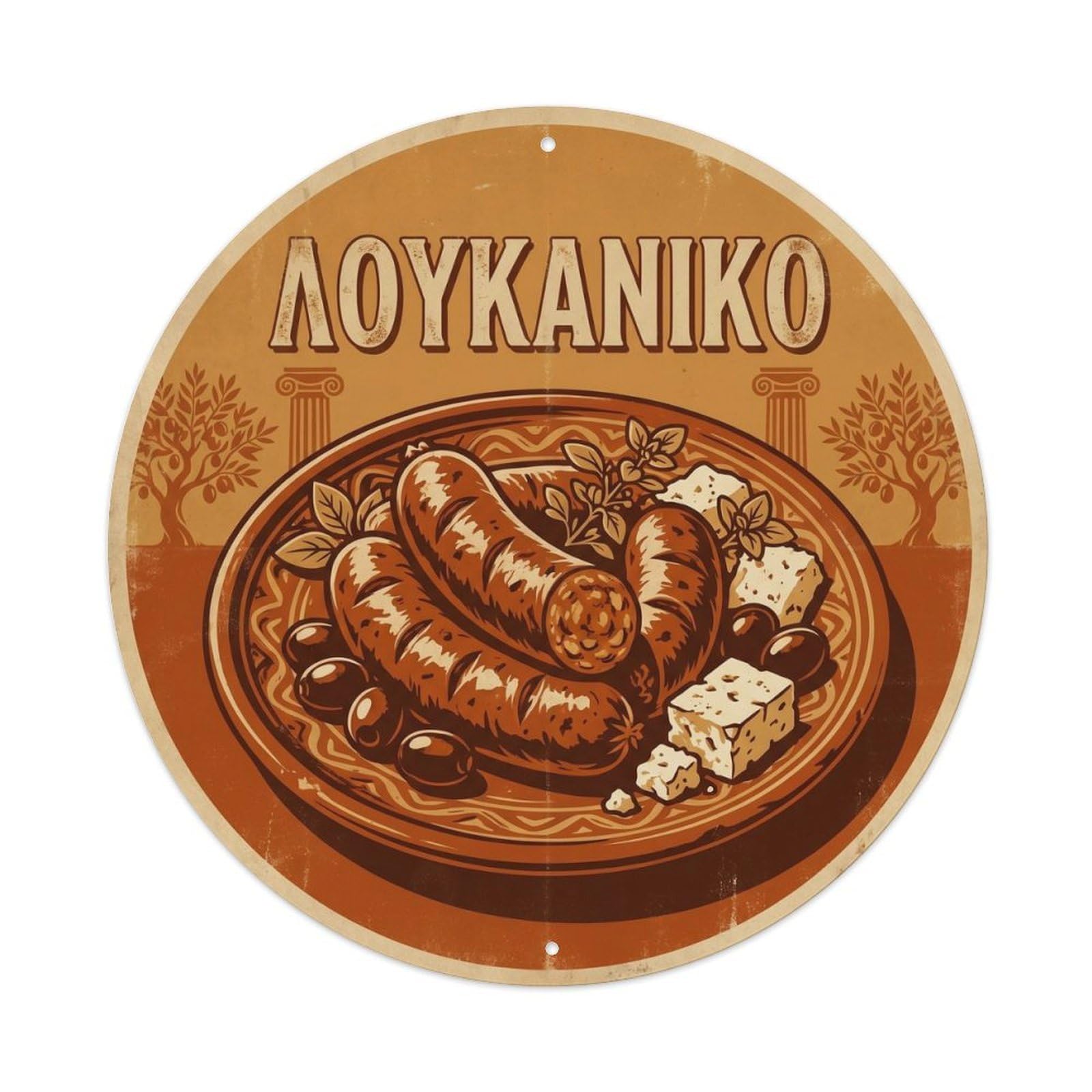 Greek Loukaniko Mediterranean Cuisine Heritage Metal Tin Sign