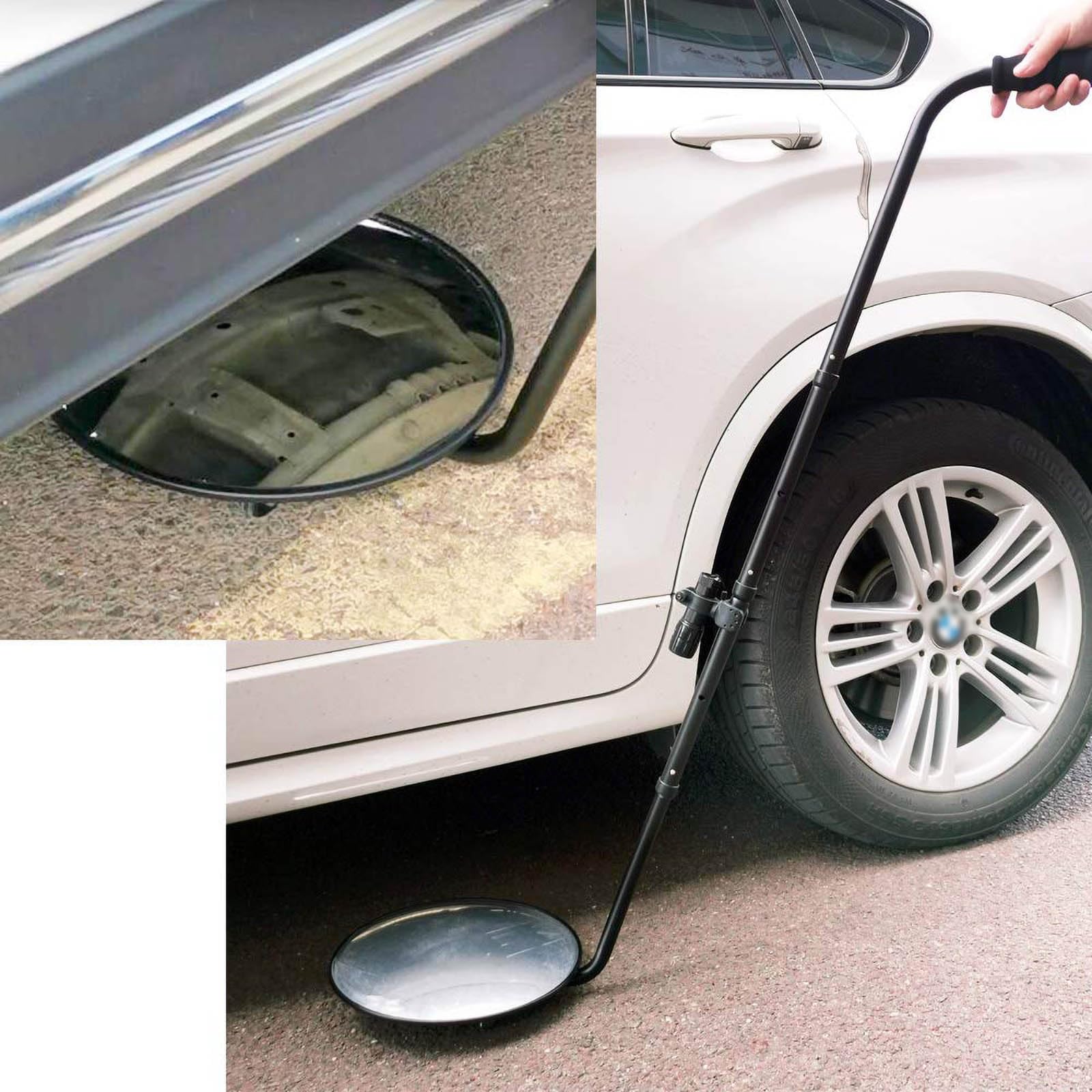 Espejo de inspección de Bajos de vehículos con luz, mástil telescópico, Lente Ajustable, Herramienta de inspección telescópica de aleación de Aluminio.