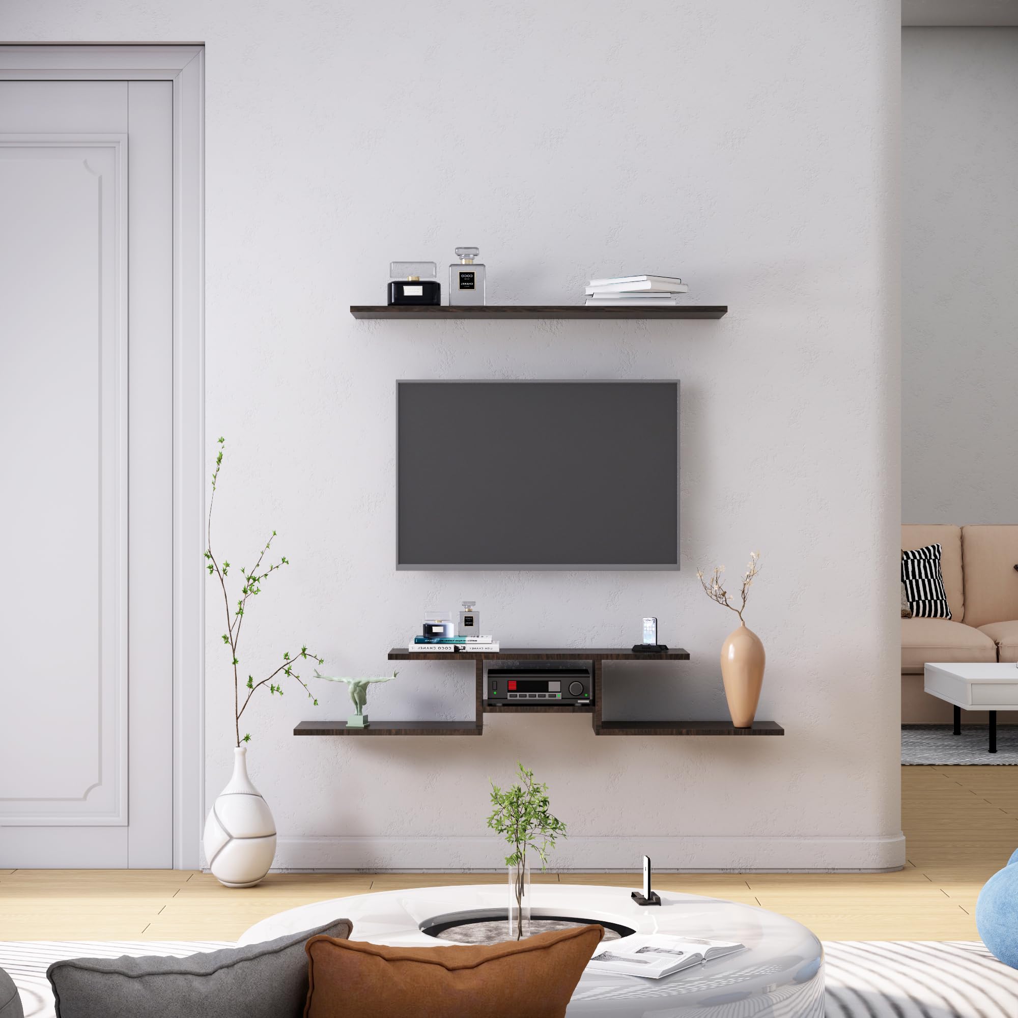 TV Unit for Living Room, Bedroom Unit Cabinet Wall Mount with Storage Ideal for TV Upto 65" (D.I.Y) (Flower Wenge)-image-17