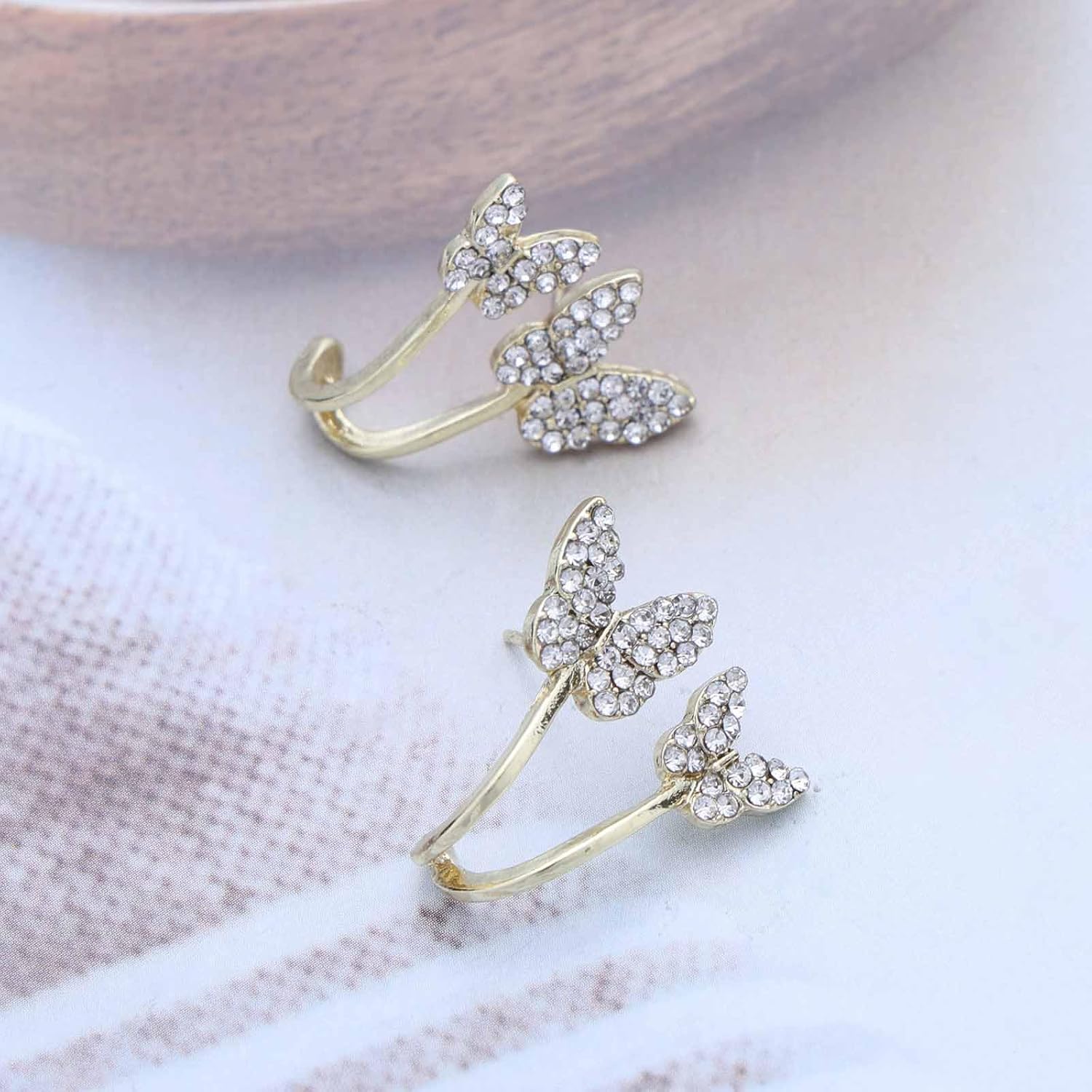 Vintage Crystal Butterfly Stud Earrings Gold Cz Butterfly Earrings Butterfly Claw Earrings Rhinestone Butterfly Wing Earrings Jewelry for Women - Image 6