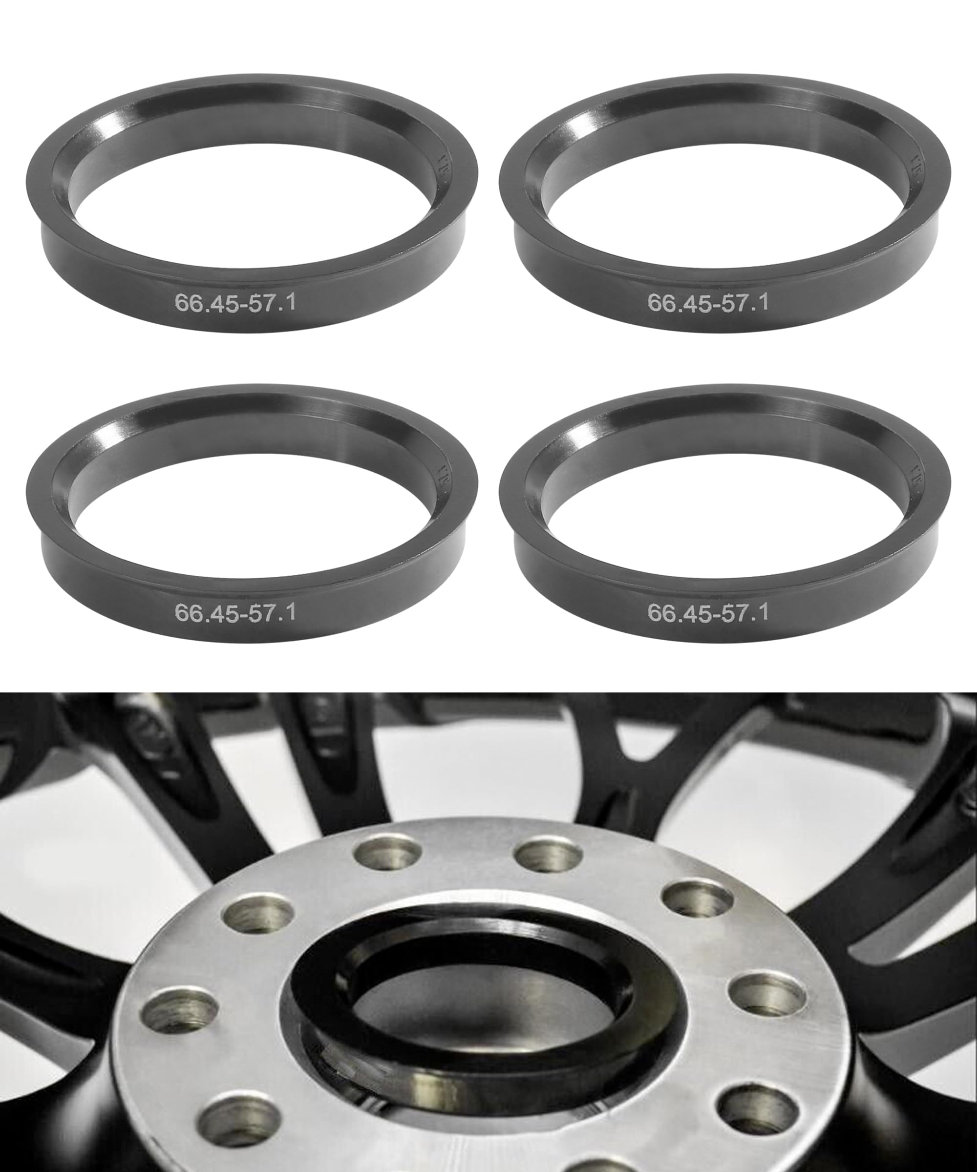 4 Anelli Di Centraggio Per Mozzo Auto - Policarbonato, Adatti Per Veicoli Con Mozzo 66.45mm E Ruota 57.1mm - Foto 8