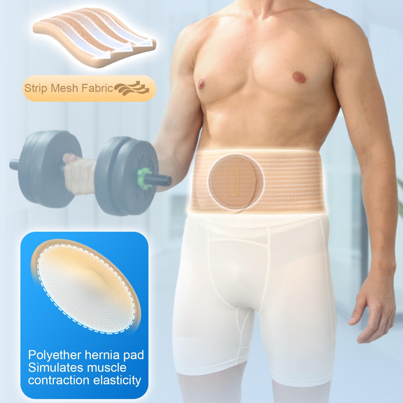 Bruchband für Frauen und Männer, Nabelbruchbandage Herren, Bauchbandage Nach Op mit Einzigartigem Kompressionspolster, Linderung von Schmerzen und Beschwerden(Black,Large)