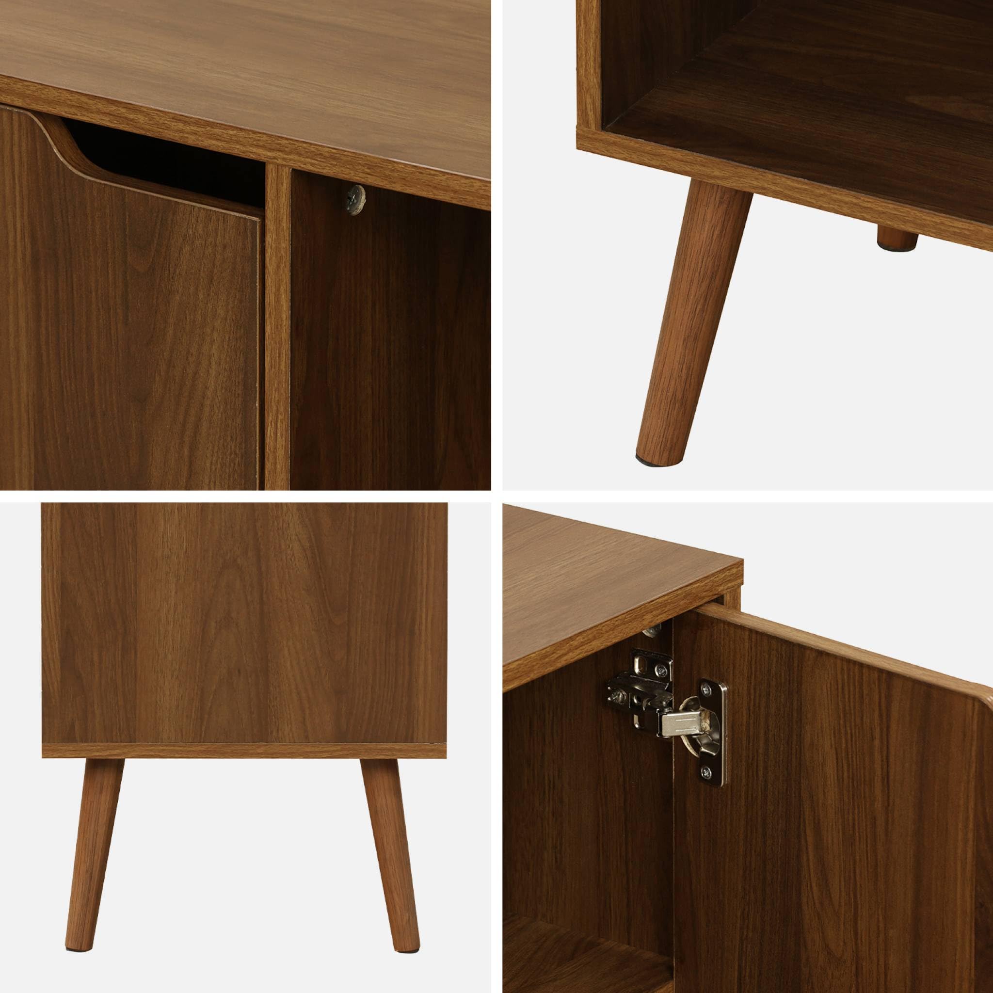 Alice's Garden sweeek - Buffet de Rangement Effet Bois de Noyer 1 Porte. 2 étagères. Buffet Bas. 80cm