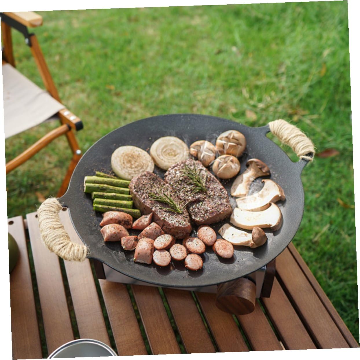 Toddmomy Sartén Accesorio Adecuado de Hierro Fundido para para Parrilla Bordes Lisos Rebabas Bbq y Camping al Aire Libre