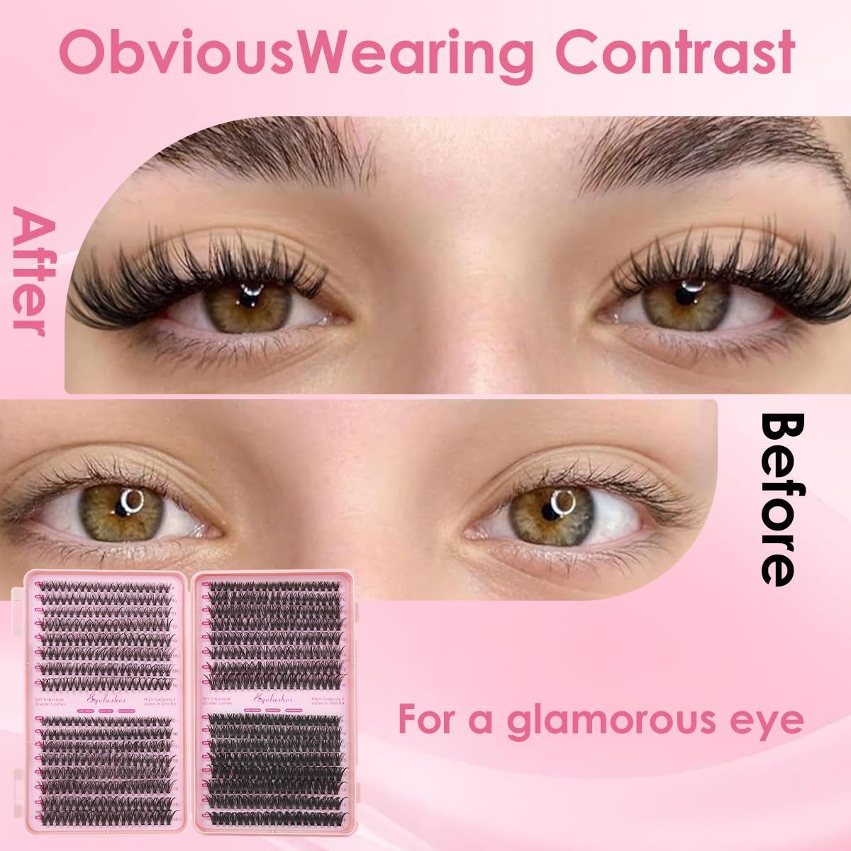 MAYCREATE® 640 Pcs Lash Clusters 4 Style Cluster Lashes 9-16mm 2