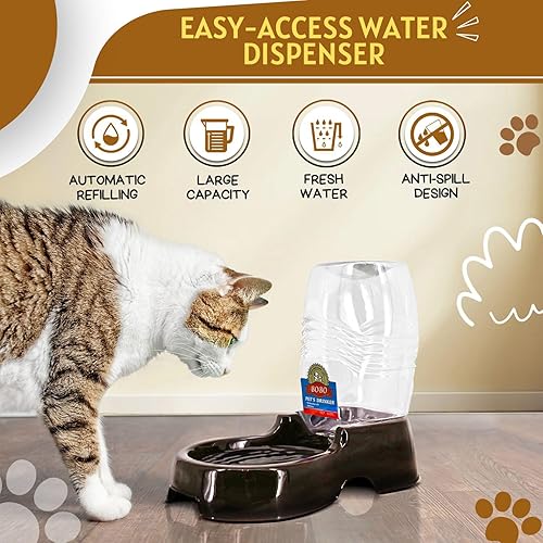 Miniatura 5 de Flexzion Bebedero automático para mascotas por gravedad para gatos y perros, antideslizante y fácil de limpiar, dispensador de agua de reposición