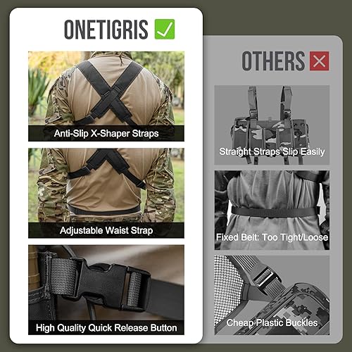 Miniatura 13 de ONETIGRIS Chest Rig, MOLLE Chest Rigs Tactical Chest Rig Dangler Pouch Utility Admin Pouch for Hunting Shooting Hiking Camocolor