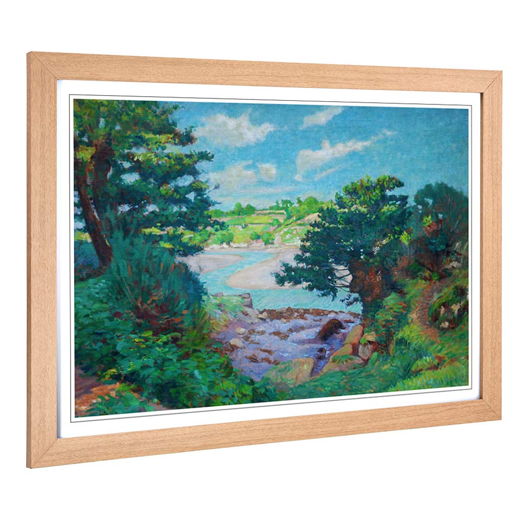 Big Box Art Framed Print of Henri Delavallee The River of The Aven Design | Wall Art Picture | Home Decor for Kitchen, Living Room, Bedroom, Hallway, Oak, A2 / 24.5x18 Inch / 62x45cm