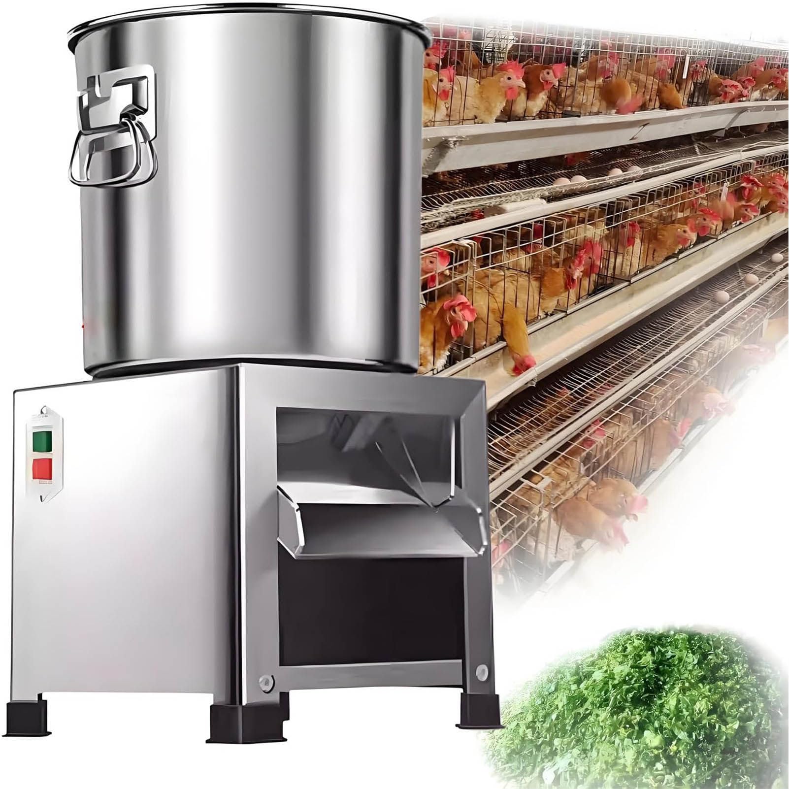 LJLYYDS Electric Commercial Vegetable Chopper with 4 Blades, Heavy-Duty Food Processor, Stainless Steel Grinder, for Poultry and Animal Feed Preparation 1800w