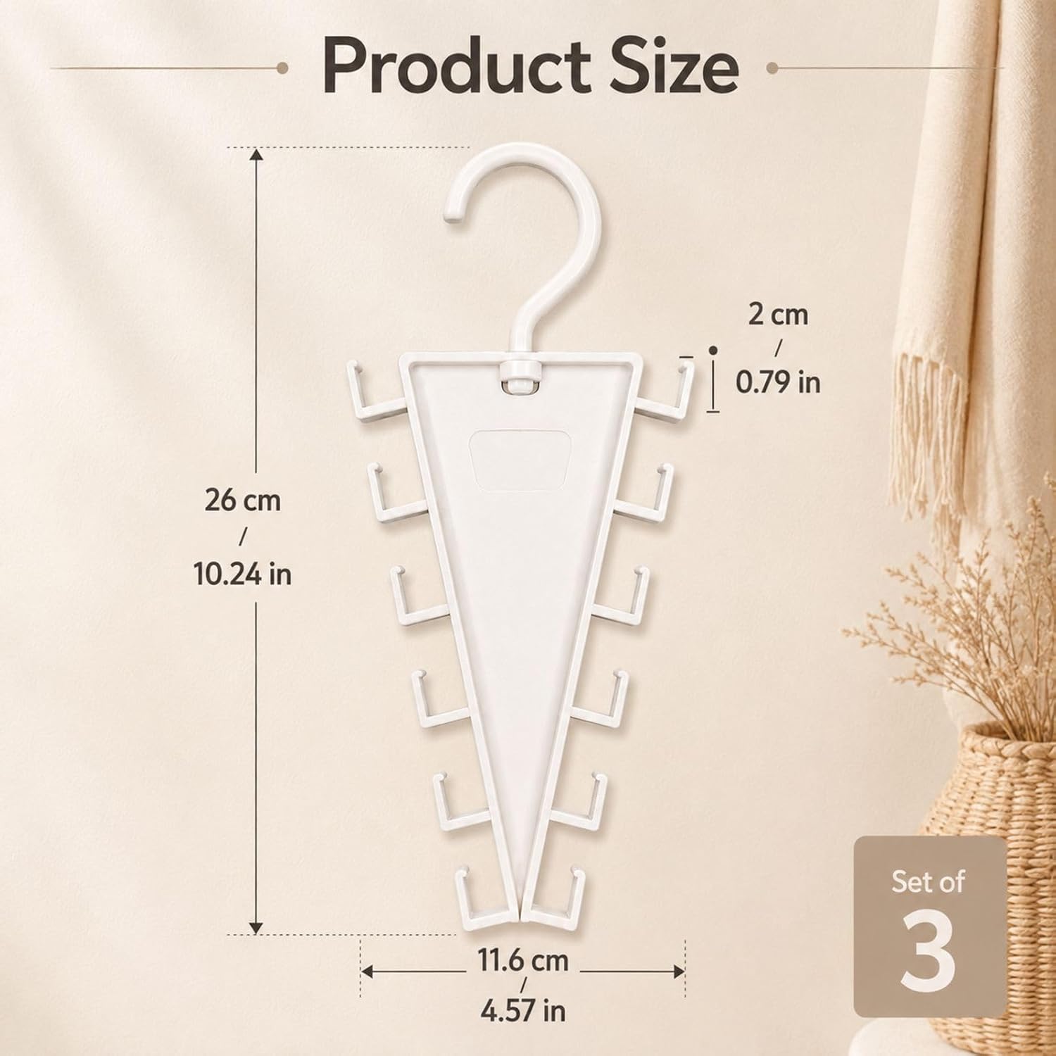 3-Piece Multi-Functional V-Shaped Double Sided Hanger Storage Rack