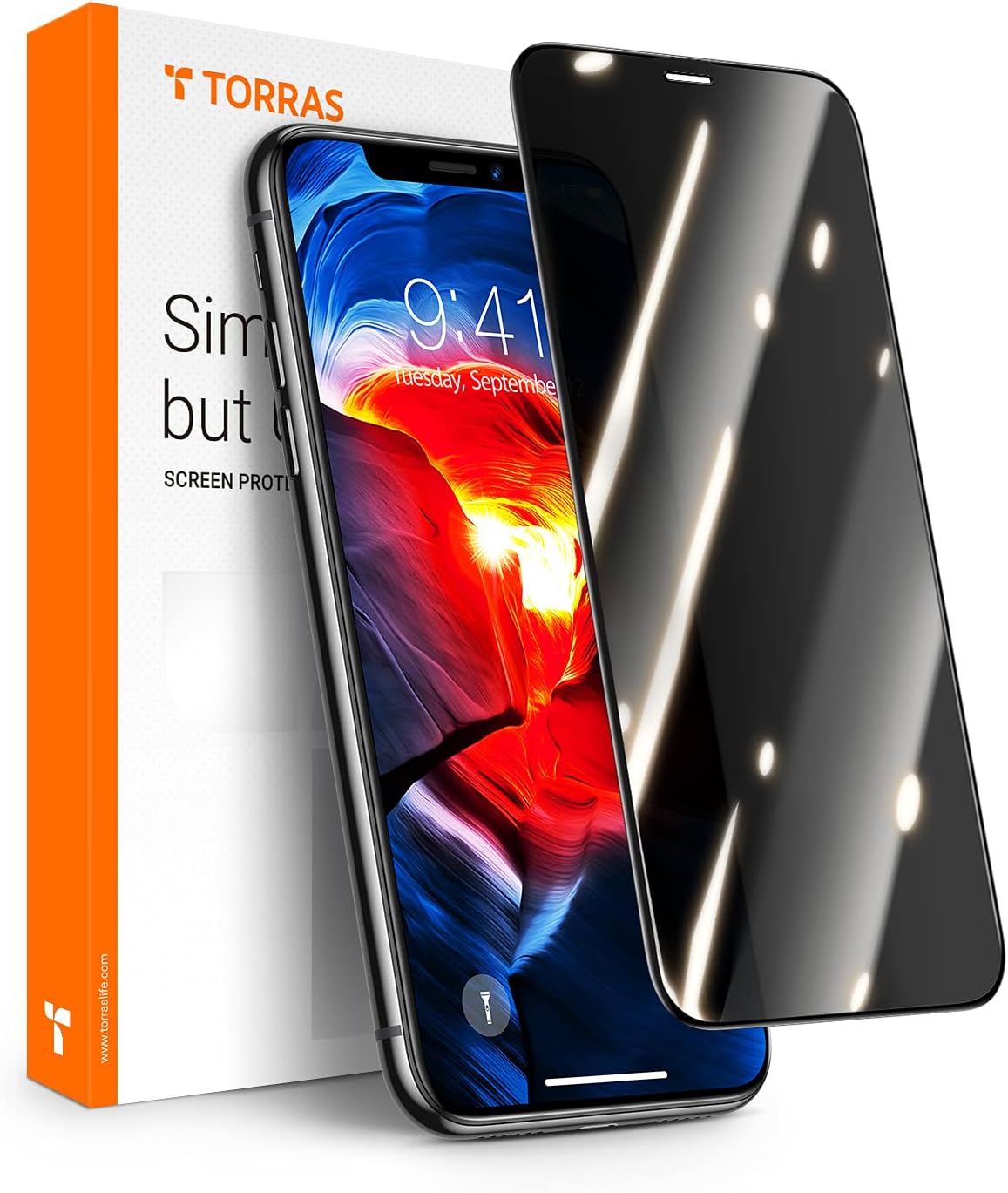 Black Friday - 40% OFF TORRAS Privacy iPhone 11 Screen Protector, iPhone XR Screen Protector 6.1’’ (2 Pack) [10X Military Shockproof] [23° Real Privacy Film]