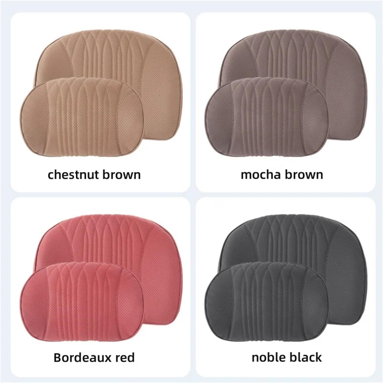 Car Pillow Driving Seat Cojín soporte Lumbar espuma viscoelástica para asiento cuero transpirable protección para el cuello almohada Universal Lumbar Supports Cushion(Black-headrest 1PC)