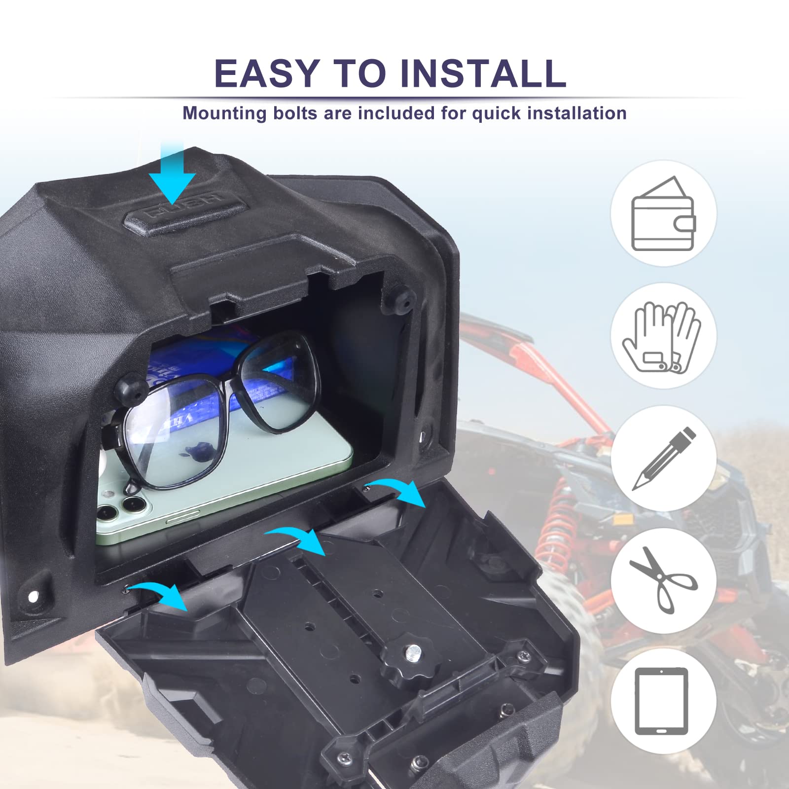 UTV Dispositivo Elettronico Tablet Telefono Holder per 2019-2023 Polaris RZR XP 1000 Accessori Scatola di Immagazzinaggio Organizer Vassoio