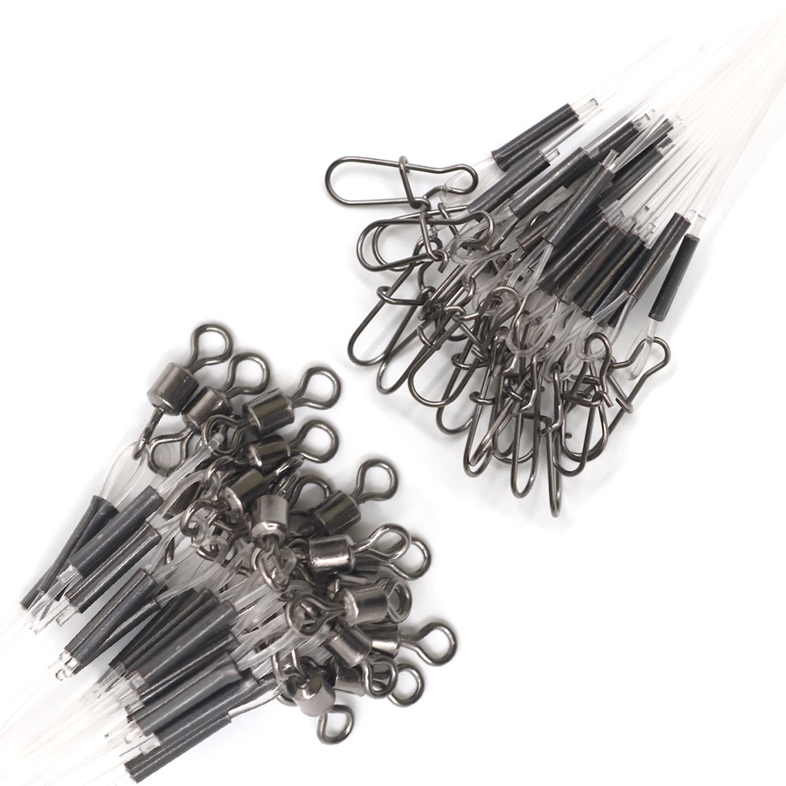 Fil De Pêche Fluorocarbone 100% Avec Émerillon Et Mousqueton - 12kg 25cm Lot De 10 - YOTO
