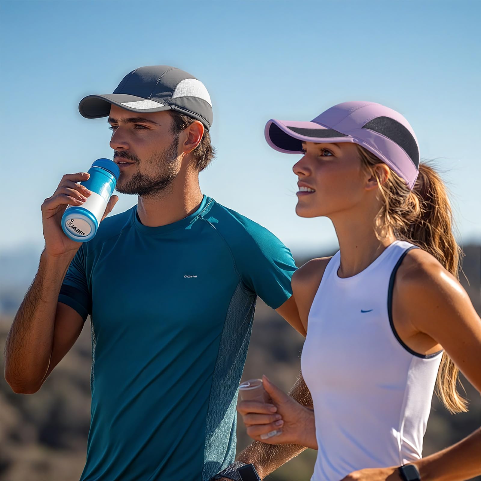 HH HOFNEN Gorra de béisbol de secado rápido sin estructura para correr, resistente al agua, UPF 50+, de malla, para hombre y mujer