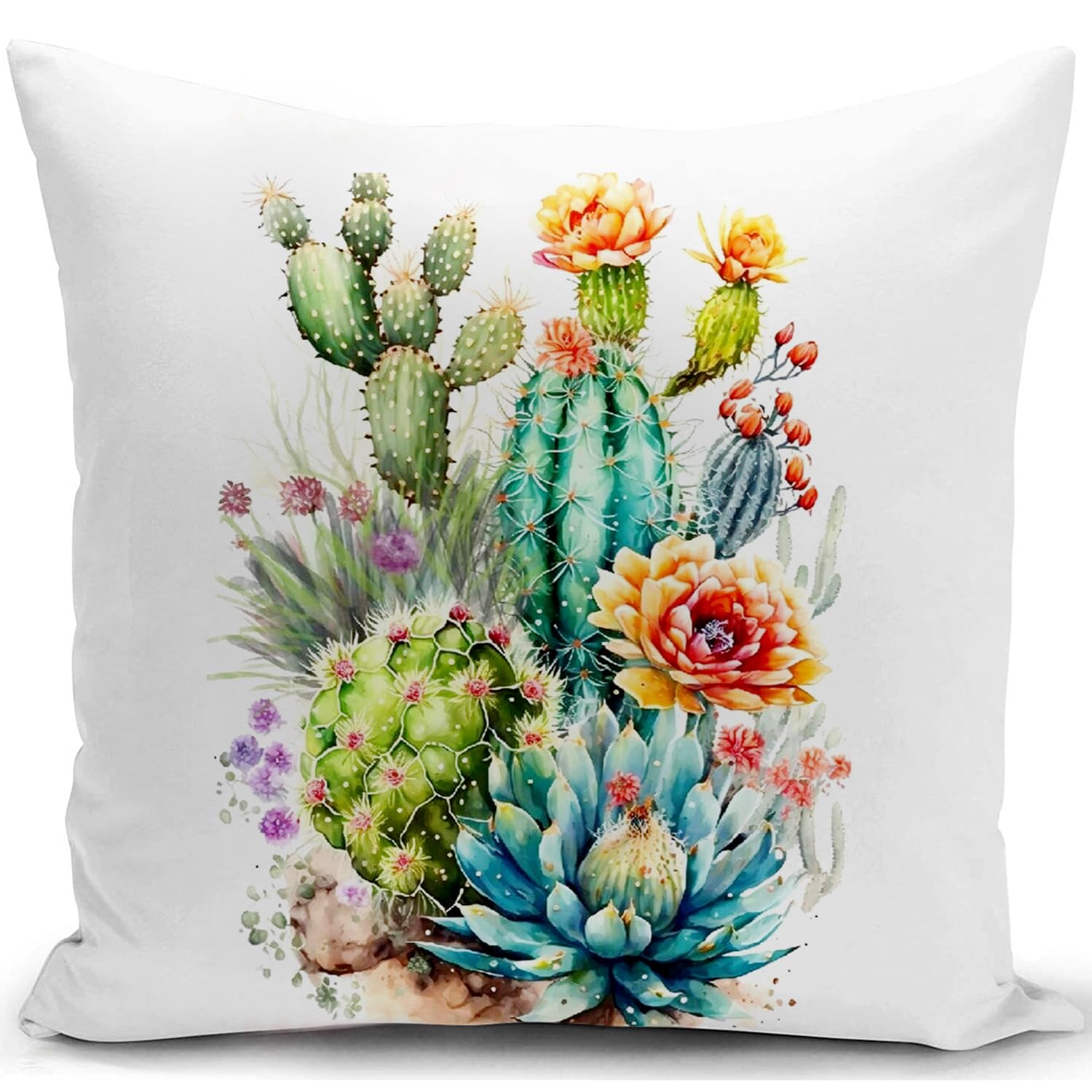 HUASHUZI Cushion Cover Cactus Plant Gifts Decorations Throw Pillow Case Decor Home for Livingroom Couch Sofa 18"x18"(45x45cm)