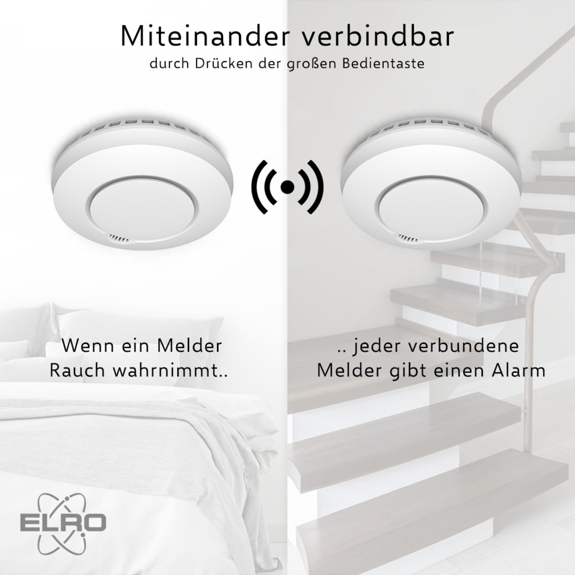 ELRO FZ5002R Connects Funk Rauchmelder-DIN EN14604 geprüft-mit Hitzesensor-Vernetzbar-2-er Set, 6 Stück