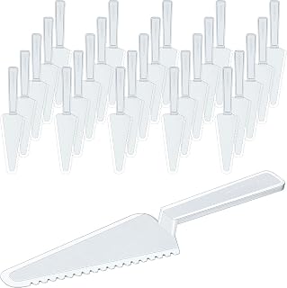 Suclain Disposable Cake Cutter 9.1 Inch Plastic Cake Server Cutting Plastic Spatula Knives Pie Pizza Pastry Slicer Serving Utensils for Kitchen Wedding(Clear,100 Pieces)