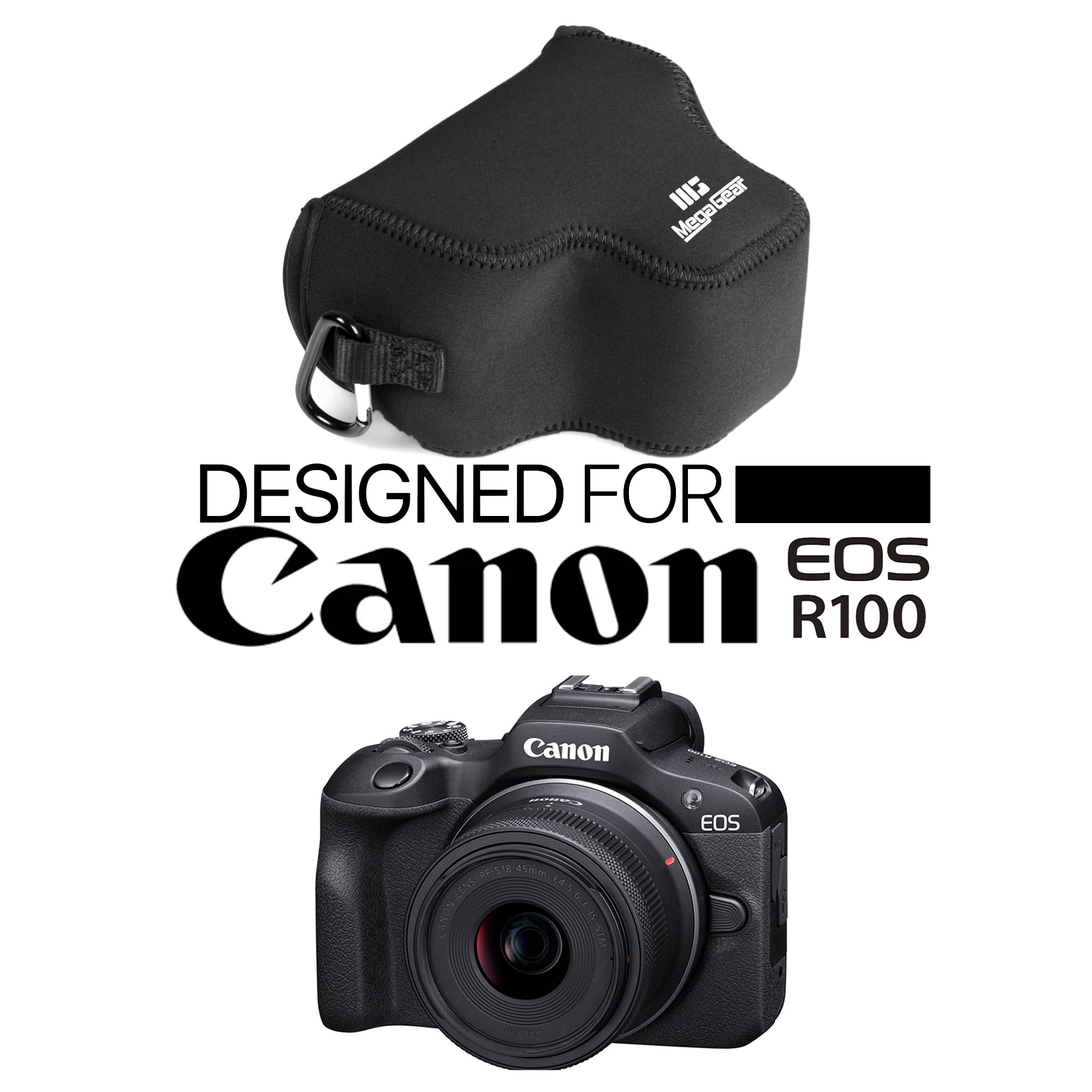 MegaGear Neoprene Camera Case for Canon EOS R100 (18-45mm)- Stylish and Protective Digital Photography Bag (Black) - Image 2