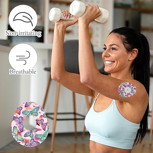 Miniatura 10 de Paquete de 36 parches adhesivos para sensor Libre 2 con diseño de mariposa, parches CGM impermeables CGM cubiertas CGM a prueba de sudor sensor de
