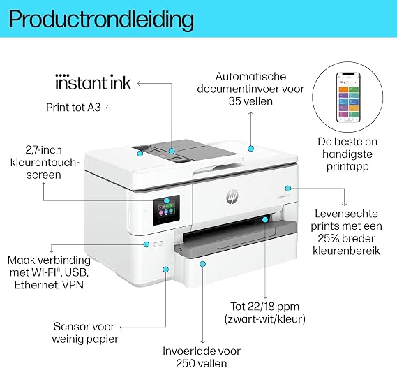 HP OfficeJet Pro 9720e Wide Format All-in-One A3 Printer with Scanner, Copier, Touchscreen and 35-Sheet Auto Feeder. Ideal for Every Home Office and Small Business | 9720e