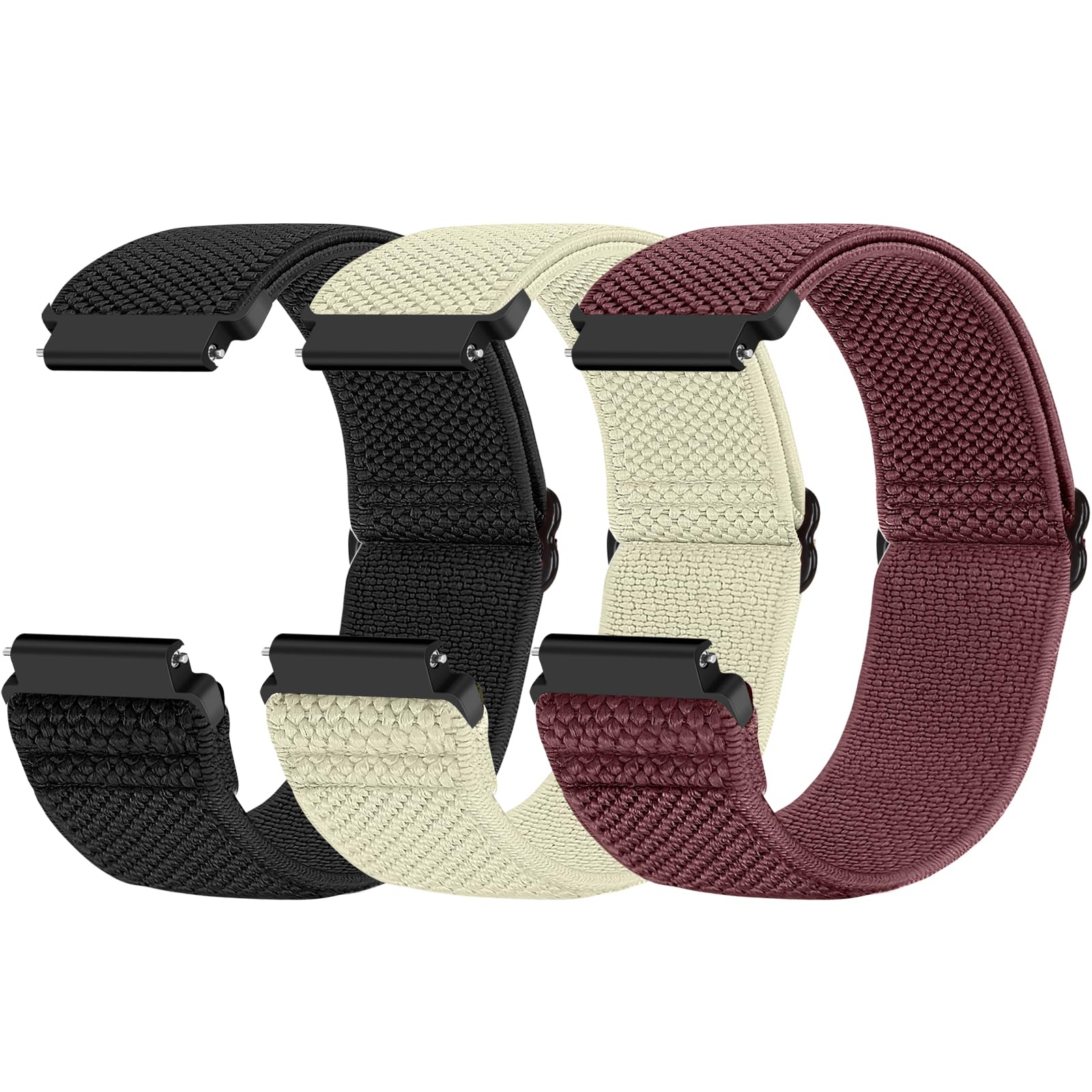 Compatible with 16mm 18mm 19mm 20mm 22mm 24mm Watch Bands Quick Release Replacement Wristband,Adjustable Stretchy Nylon Solo Loop Straps Fabric Braided Sport Elastic Bands for Men Women