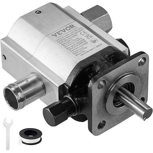 VEVOR Hydraulic Log Splitter Pump, 16GPM, 2 Stage 4000PSI Wood Log Splitter Pump, 1'' Inlet 1/2'' NPT Outlet 3600 RPM Aluminum Hydraulic Gear Pump, for Small Engine Mounting Log Splitters Snowplow
