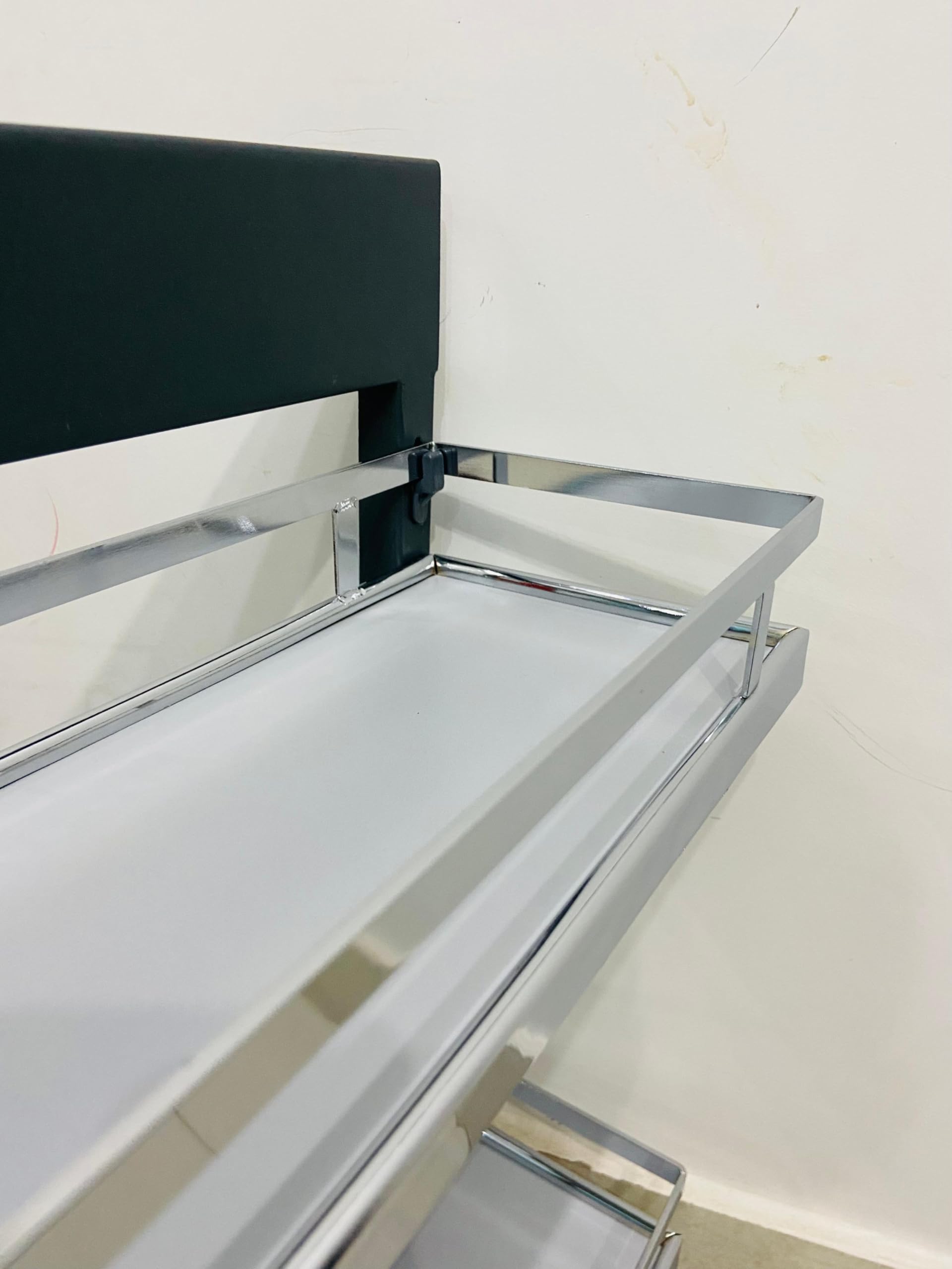 Rely-on || Kitchen Cabinet Width 8 Inches Bottle Pull Out Unit BPO with Soft Close || White Chrome Finished (250 mm) 2