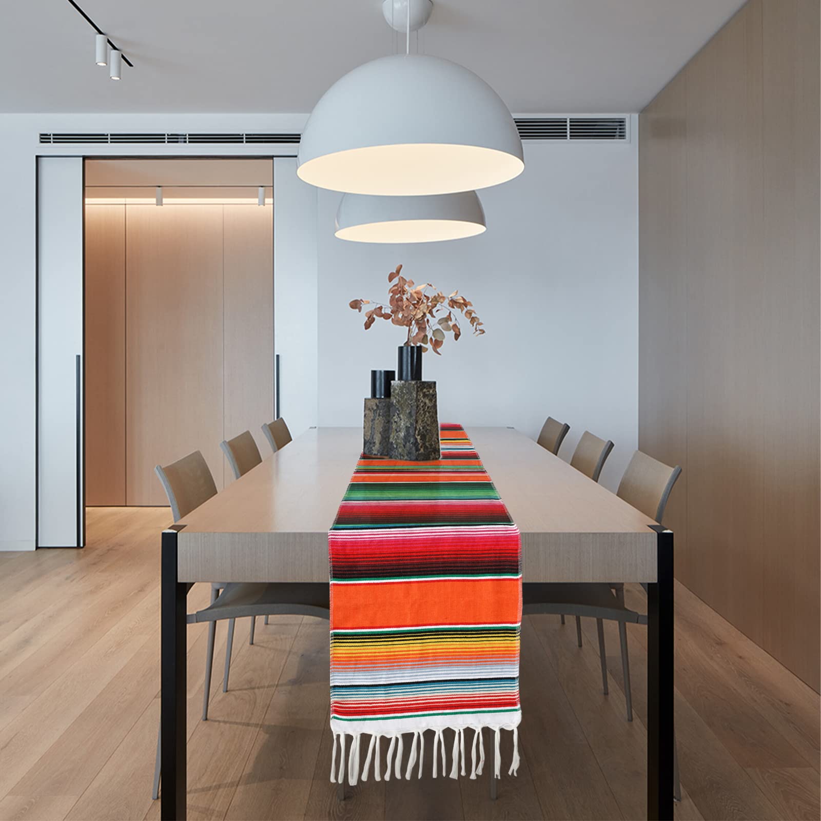 VENYAA 2 pz messicano runner da tavolo frange cotone runner messicano decorazione 40 x 200 pollici per feste messicane decorazioni di nozze all'aperto picnic tavolo da pranzo