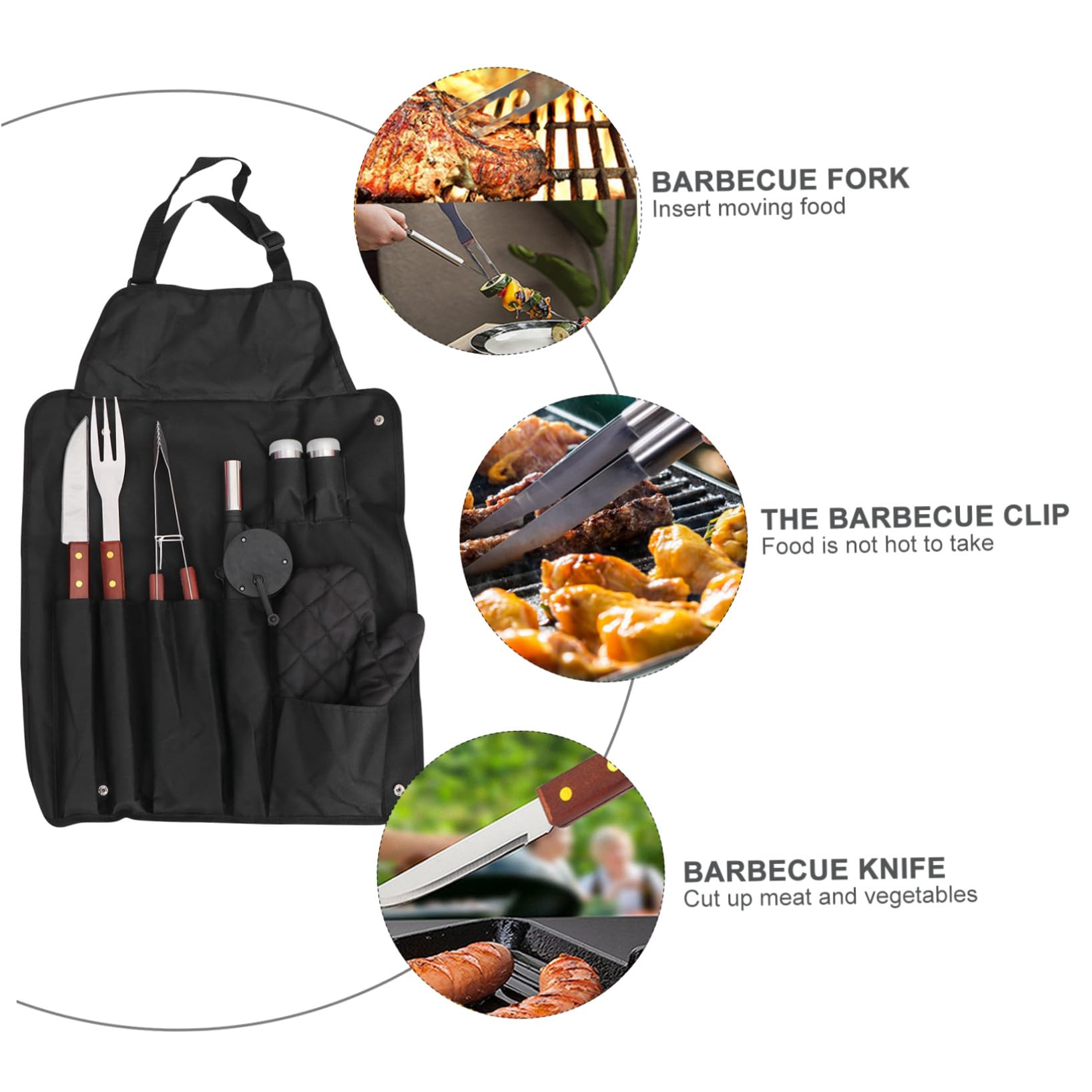 Kit de Utensilios de Acero Inoxidable y Madera 1 Juego para Parrilla