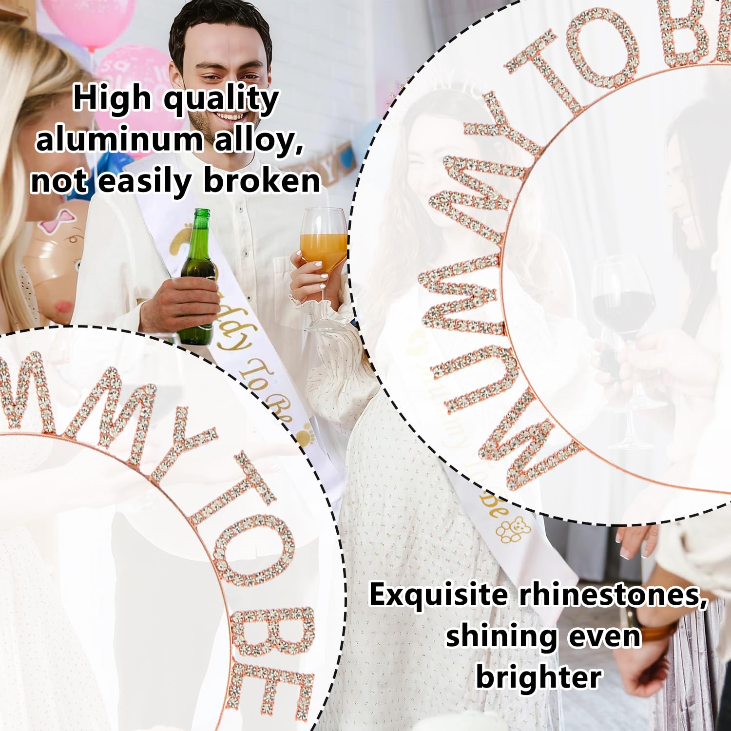 3pcs Mummy To Be Sash, Daddy To Be Sash, Baby Shower Sash Mummy To Be, White Shoulder Strap - Image 3