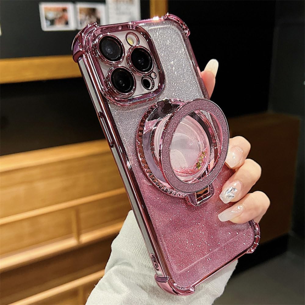 Coque iPhone 12 Pro Max rose dégradé avec support sables mouvants intégré - 8