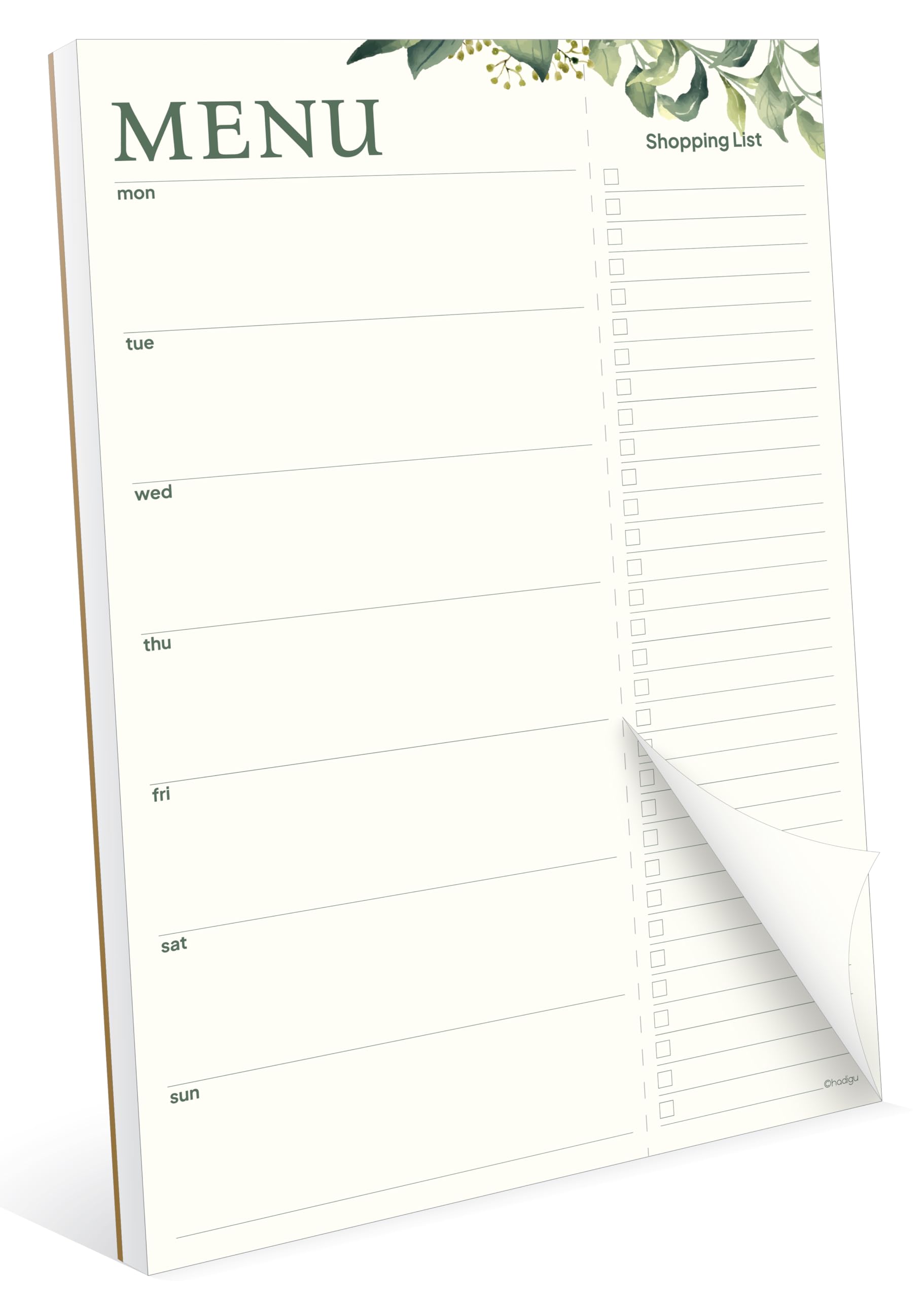 Wöchentlicher Essensplaner mit Einkaufsliste, magnetischer Notizblock, Größe 20,3 x 29,2 cm, Essensplanung und Einkaufsliste, Notizblock für Kühlschrank, Eukalyptus-Design