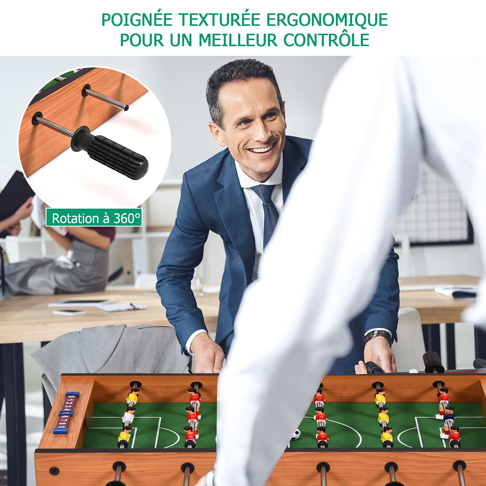 DREAMADE 2 en 1 Table de Jeu Multifonctionnelle en Bois Baby Foot + Hockey Accessoires Riches Utilisation Large pour Maison Bureau Camping