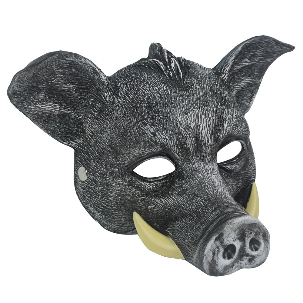 Hosfairy 1Pcs Halloween Horror Animal Wild Boar Mask Pig Mask for Halloween Christmas Masquerade Carnival Costume Party Props (Black)