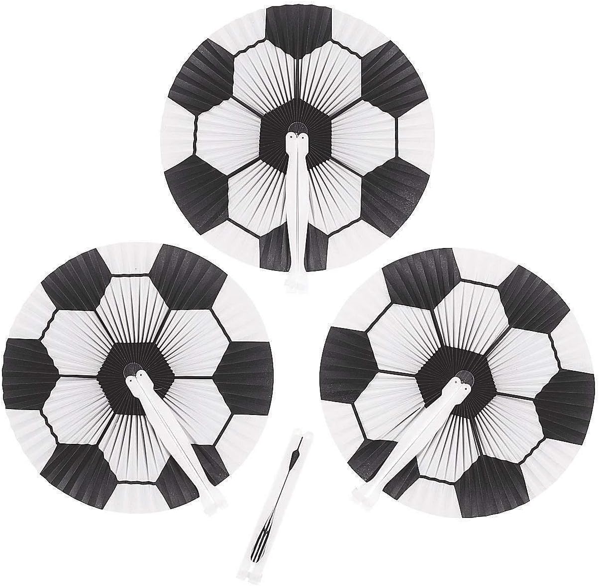 Soccer Ball Paper Folding Fans (set of 12) Party Supplies