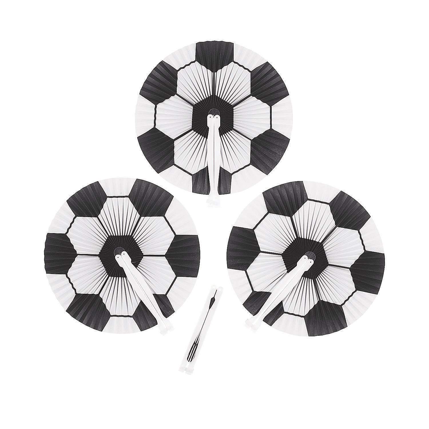 Soccer Ball Paper Folding Fans (set of 12) Party Supplies