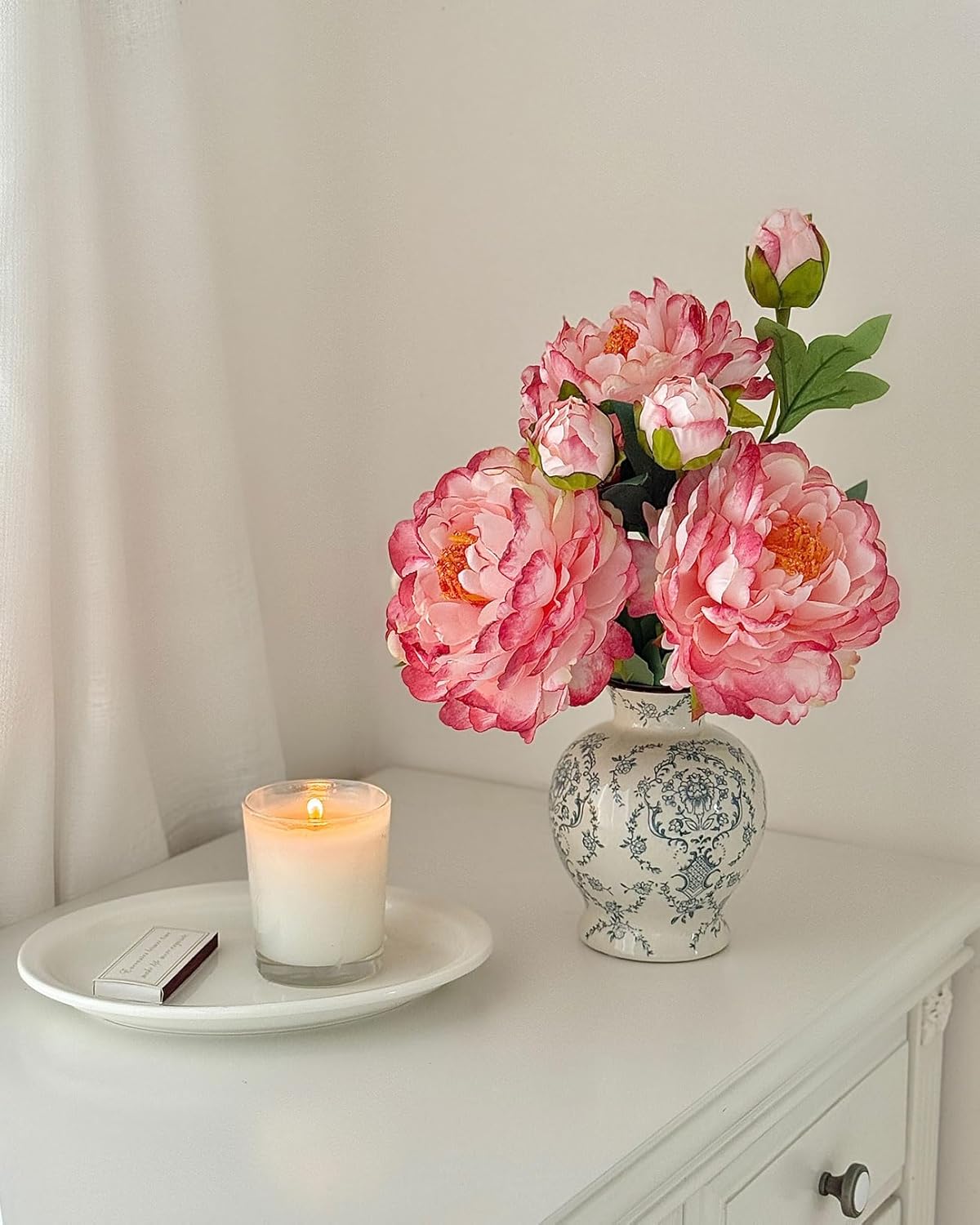 Vintage Chinoiserie Ceramic Vase, Classic Decorative Porcelain Flower Vase for Centerpiece Living Room Table Shelf, Retro Country Decor - Image 9