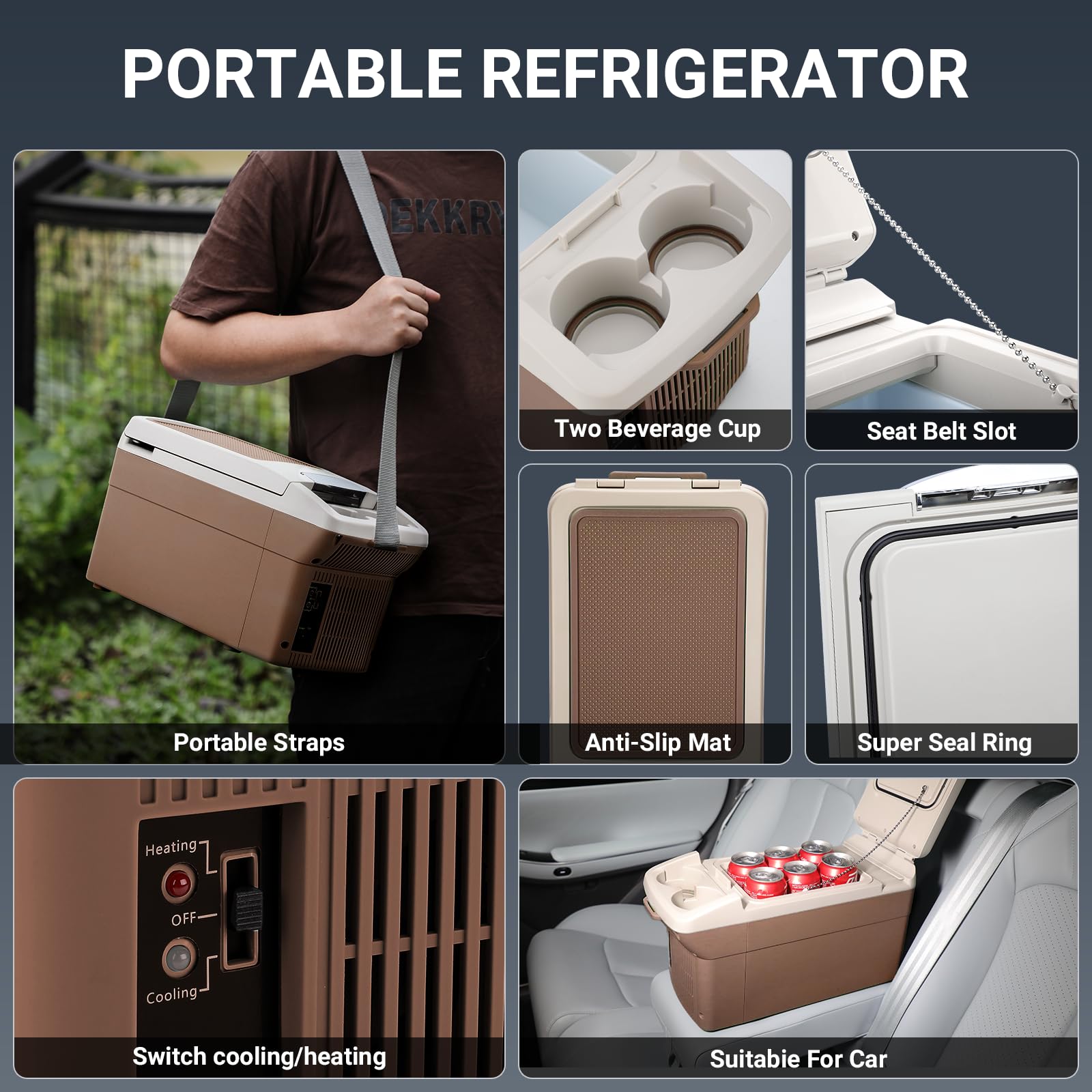 12V Car Refrigerator Cooler Warmer 6 Quart 6L 40 140 12 Volt DC 110V AC Electric Car Fridge — view 2