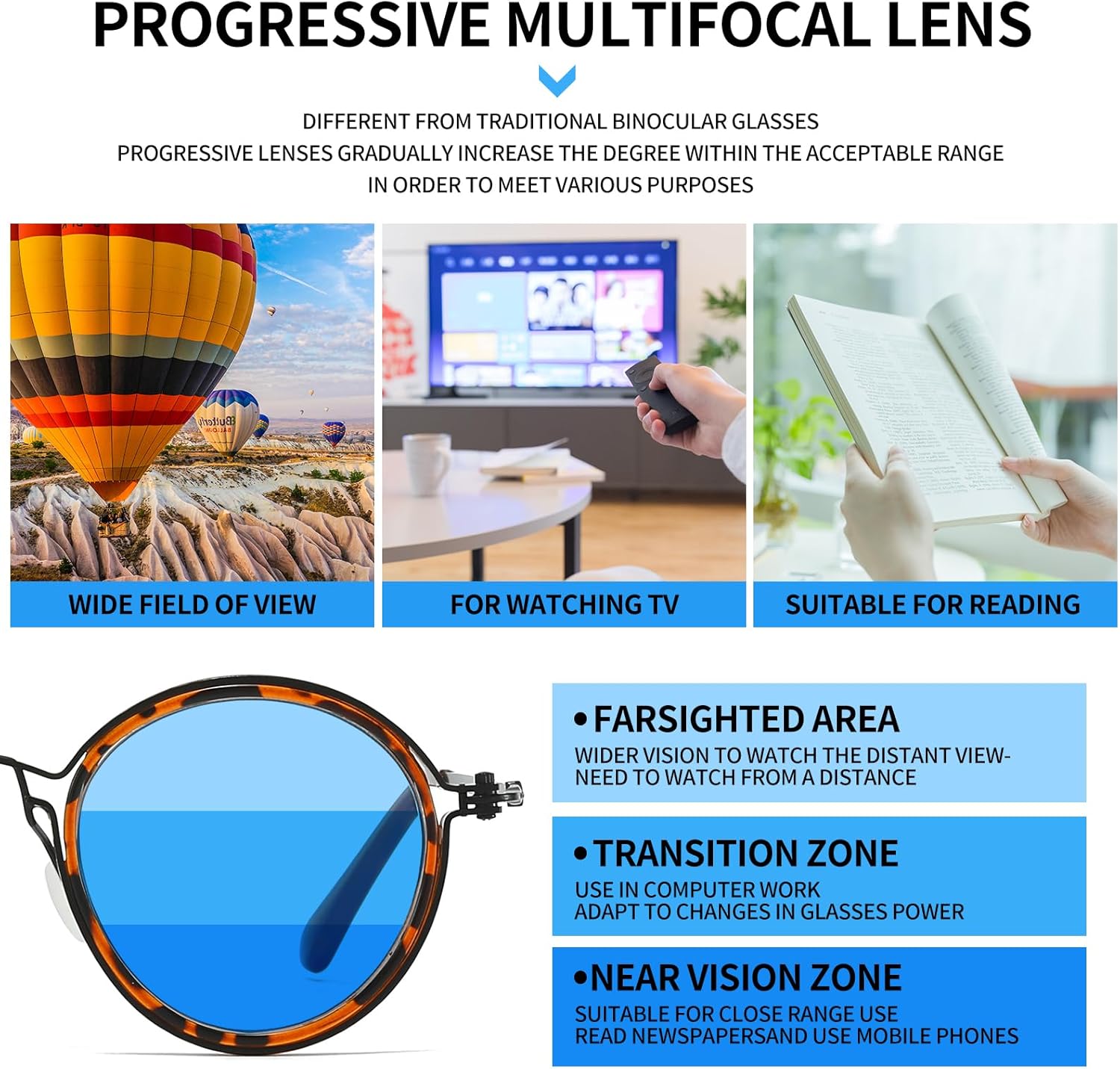 JOLLYNOVA Retro Progressive Multifocal Reading Glasses for Women Men, Metal Round Blue Light Computer Readers (Leopard & Progressive(Top is 0), 2, x) - Image 2