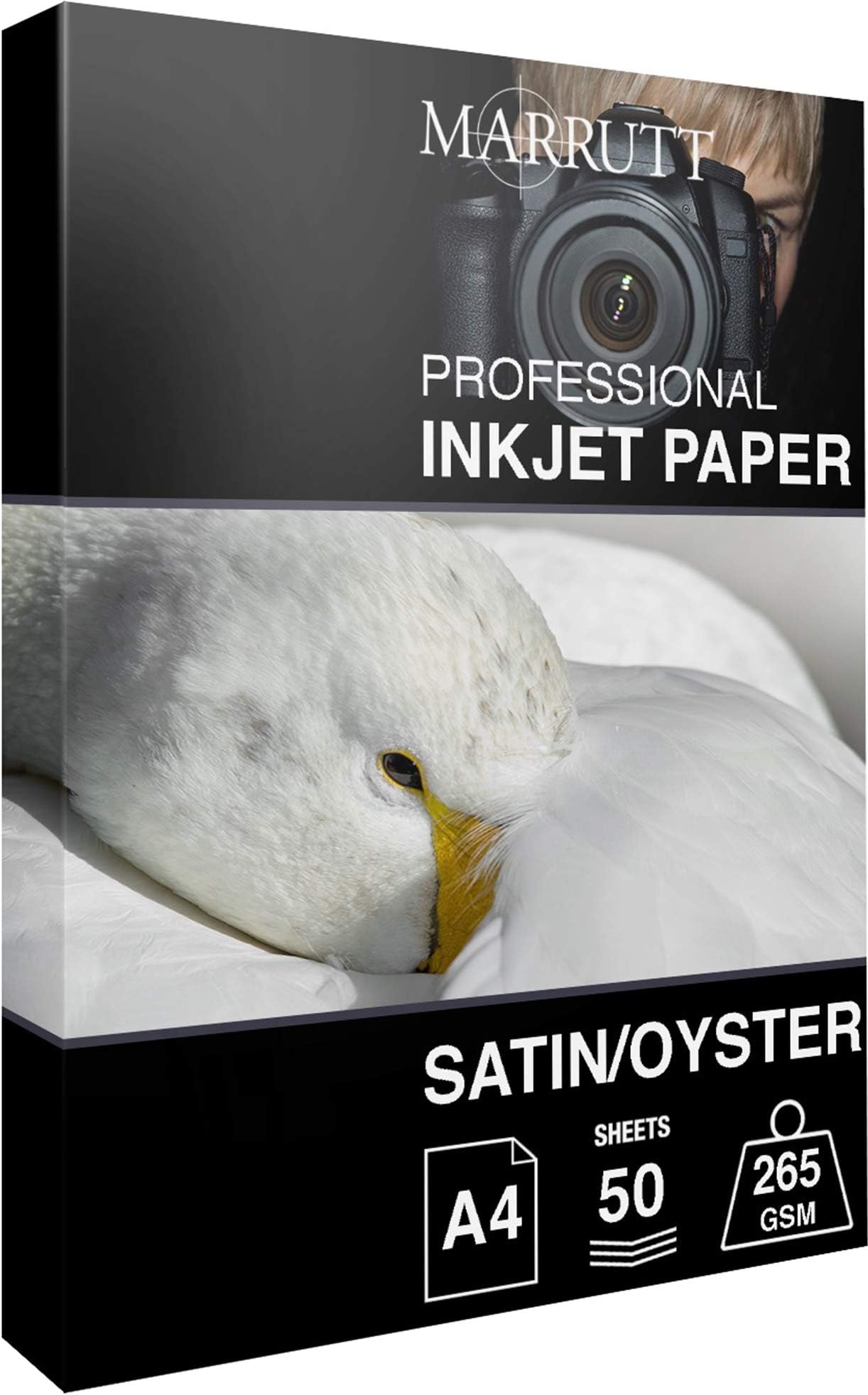 Marrutt 265gsm Pro Photo Satin/Oyster Inkjet Paper: A4-50 Sheets