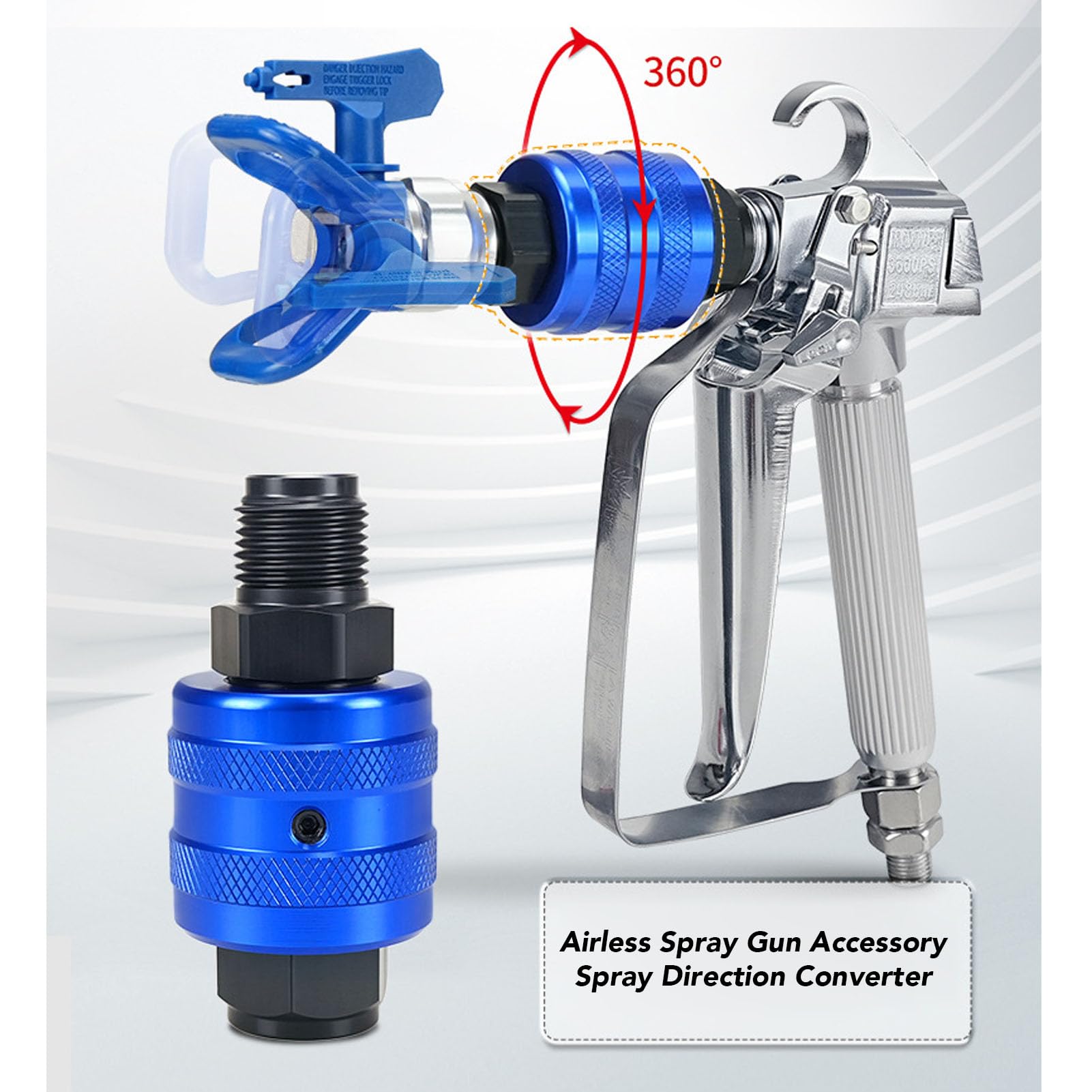 Fafeicy Pistola Pulverizadora sin Aire con Pértiga Extensible de 30 Cm, Ajustador de Dirección Giratorio de 360 ​​Grados, Pulverizador de Pintura Ergonómico para Reformas del hoga