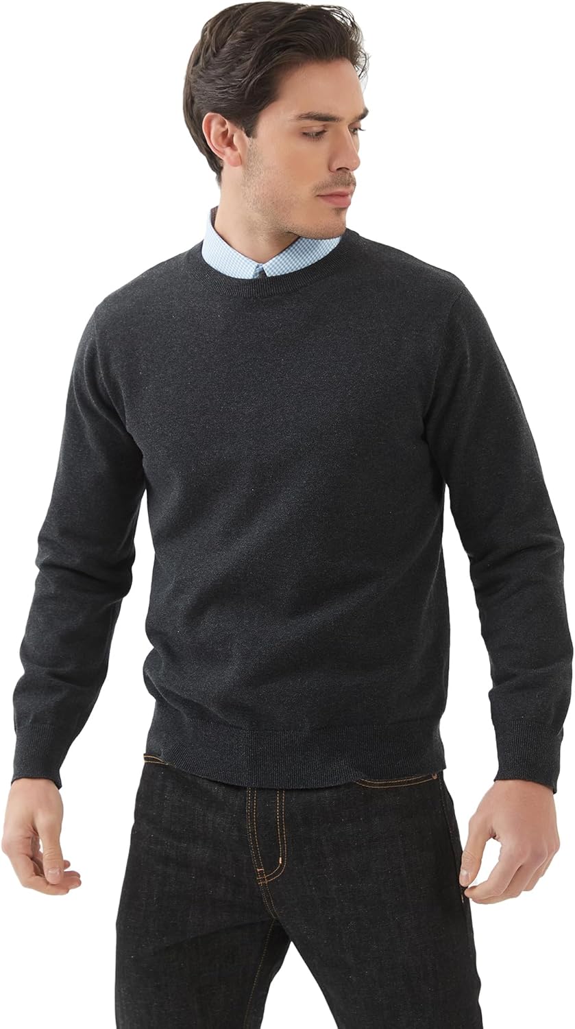 Kallspin Men's Crew Neck Sweater Pullover Regular Fit Pure Cotton Long Sleeve Lightweight Knit Casual Everyday Layering - Image 7