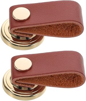 SHOWERORO 2pcs Leather Drawer Pull Knobs Furniture Pull Knobs Dresser Drawer Handles Vintage Handles Nobs Decorative Kitchen Cabinet Leather