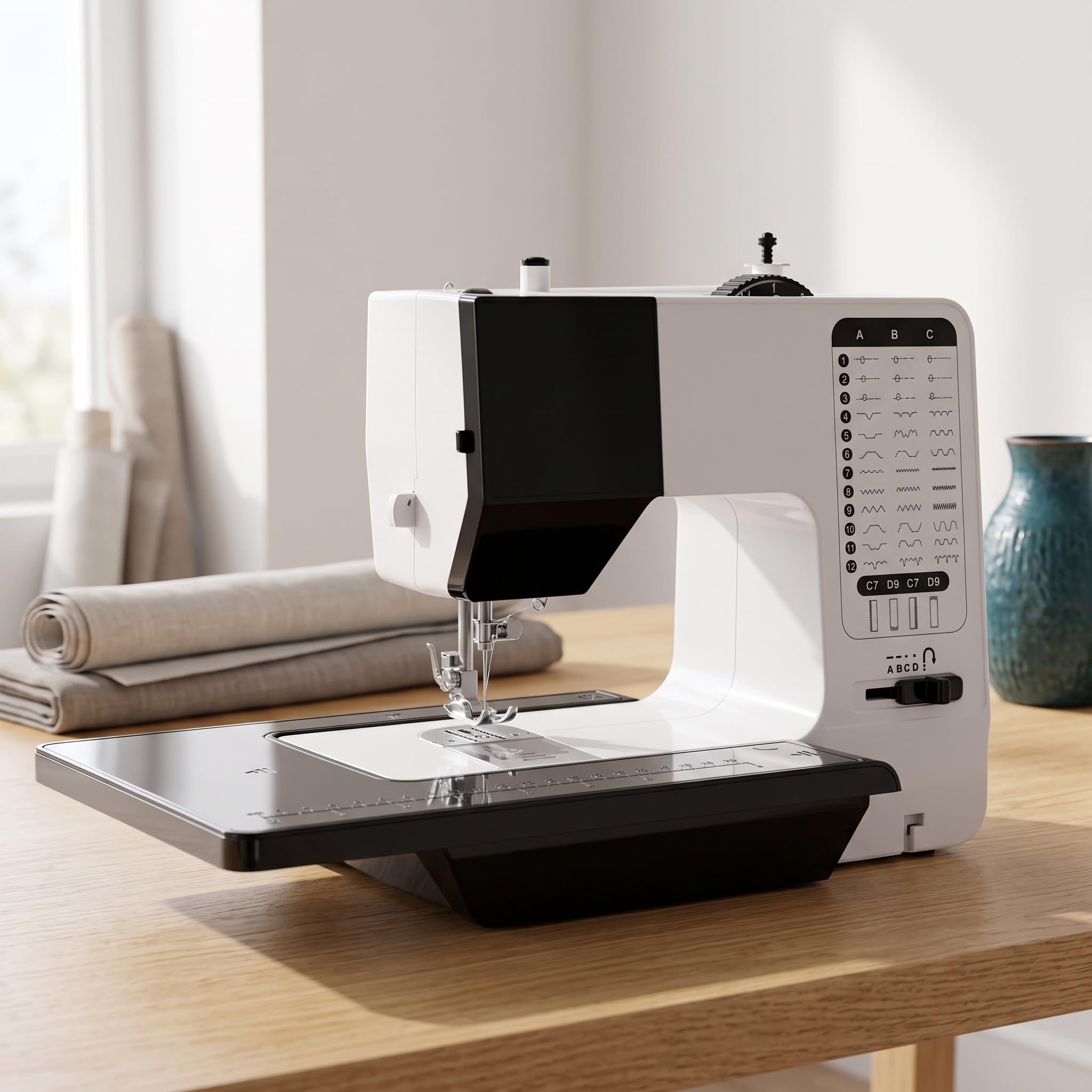 Stickmaschine Mit 38 Stichen, Anschiebetisch Und Nachtlicht, Robuste, Tragbare Industriemaschine Für Anfänger Und Profis, Bastelwerkzeug Für Zuhause Und Gewerbe
