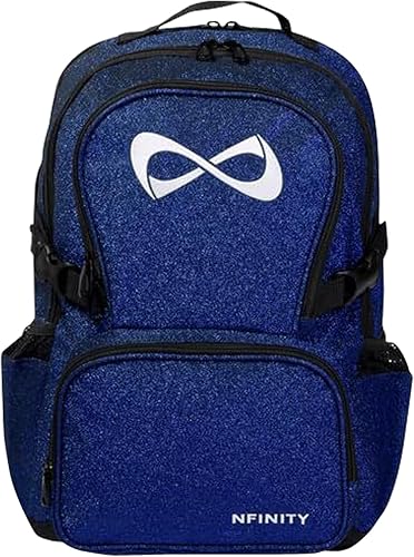 Mochila Nfinity Sparkle para porristas Acabado brillante, ligera y duradera, con amplio almacenamiento y correas ajustables, Mediana