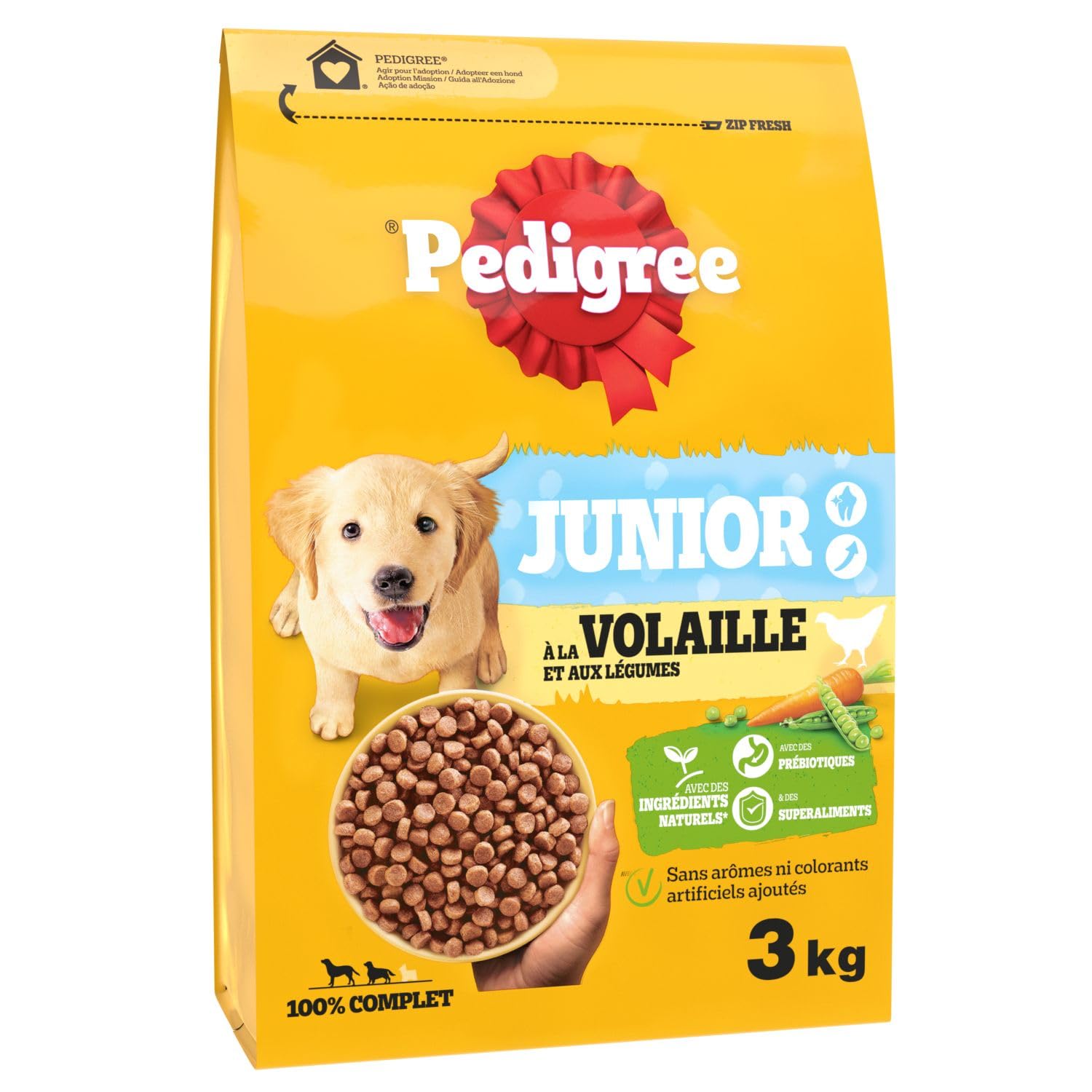 Croquettes PEDIGREE Junior volaille & légumes Chiot Moyen Grand 3 x 3 kg