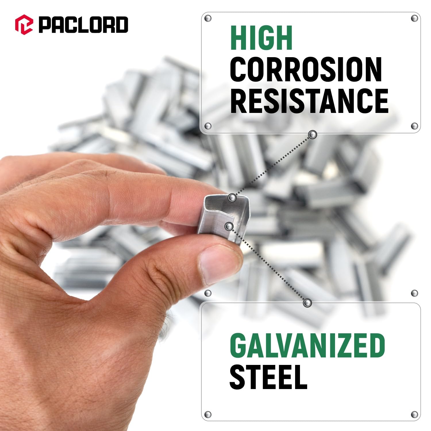 Open Seals for 1/2" Polypropylene (PP) Strapping, Pack of 250 - Galvanized Anti-Corrosion Metal Seals for Bundling Boxes, Cartons, and Light-to-Medium Duty Loads